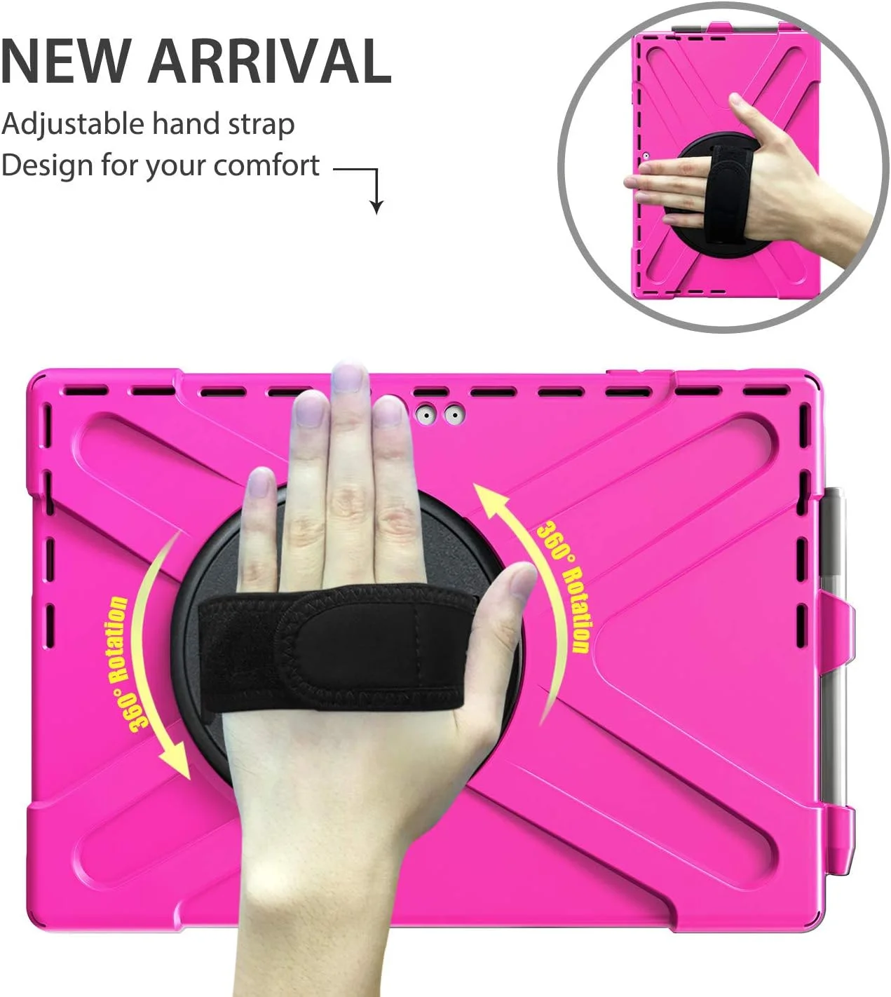 کاور محافظ SLLMYYX برای مایکروسافت Surface Pro 7+ Plus/7/6/5/4 سایز 12.3 اینچ، کاور محافظ ضد ضربه با بند چرخشی 360 درجه و بند شانه، رز کاور محافظ SLLMYYX برای مایکروسافت Surface Pro 7+ Plus/7/6/5/4 سایز 12.3 اینچ، کاور محافظ ضد ضربه با بند چرخشی 360 درجه و بند شانه، رز