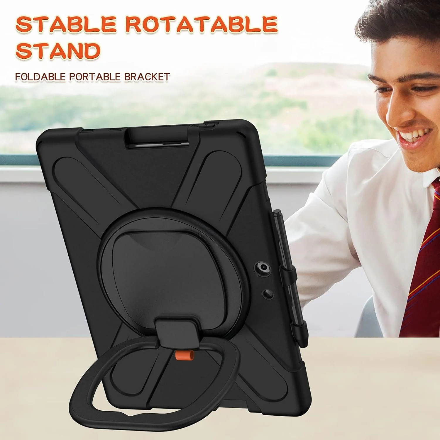 کیف ZXHYliang برای مایکروسافت سرفیس پرو ایکس: ساختار 3 لایه ای، کاور هیبریدی قابل حمل و ضد ضربه با جای قلم، پایه چرخشی قلاب دار (مشکی) کیف ZXHYliang برای مایکروسافت سرفیس پرو ایکس: ساختار 3 لایه ای، کاور هیبریدی قابل حمل و ضد ضربه با جای قلم، پایه چرخشی قلاب دار (مشکی)