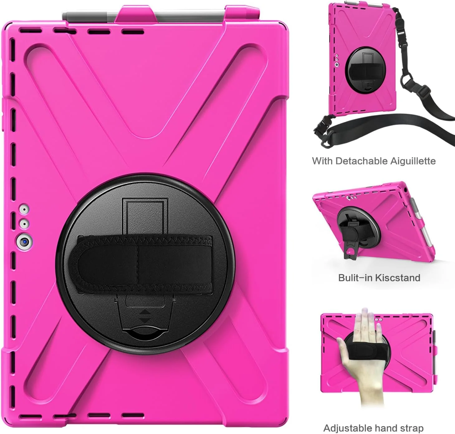 کاور محافظ SLLMYYX برای مایکروسافت Surface Pro 7+ Plus/7/6/5/4 سایز 12.3 اینچ، کاور محافظ ضد ضربه با بند چرخشی 360 درجه و بند شانه، رز کاور محافظ SLLMYYX برای مایکروسافت Surface Pro 7+ Plus/7/6/5/4 سایز 12.3 اینچ، کاور محافظ ضد ضربه با بند چرخشی 360 درجه و بند شانه، رز