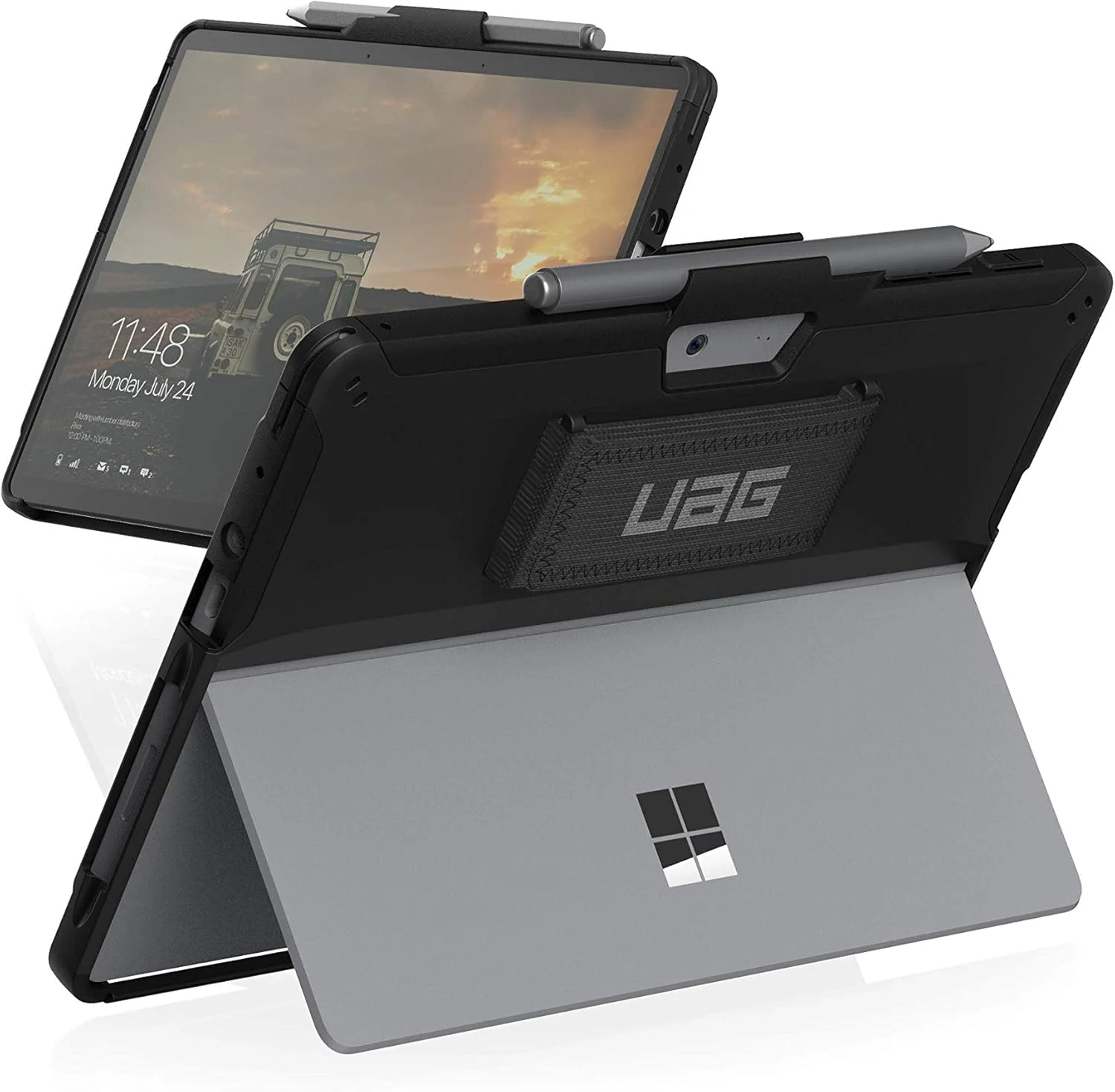 کاور محافظتی مقاوم و ضد ضربه مشکی رنگ UAG Scout مناسب برای Microsoft Surface Go 3 / Surface Go 2 / Surface Go با صفحه نمایش 10.5 اینچی به همراه بند دستی