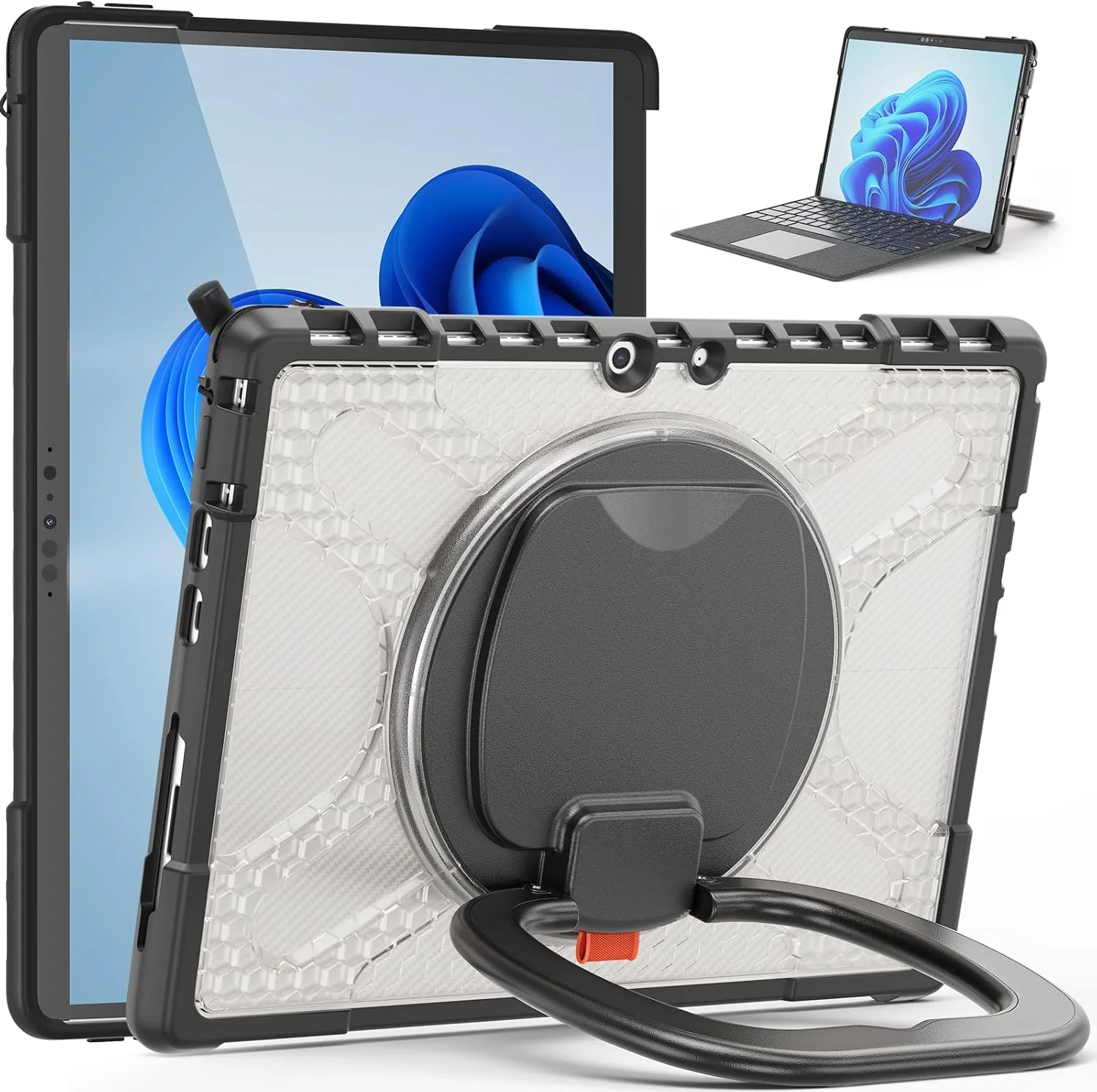 کیف محافظ ZXHYliang Surface Pro 8 اینچ 13، کیف مقاوم در برابر ضربه برای Microsoft Surface Pro 8 با پایه چرخان و حلقه دستی، سازگار با صفحه کلید Type Cover. (شفاف) کیف محافظ ZXHYliang Surface Pro 8 اینچ 13، کیف مقاوم در برابر ضربه برای Microsoft Surface Pro 8 با پایه چرخان و حلقه دستی، سازگار با صفحه کلید Type Cover. (شفاف)