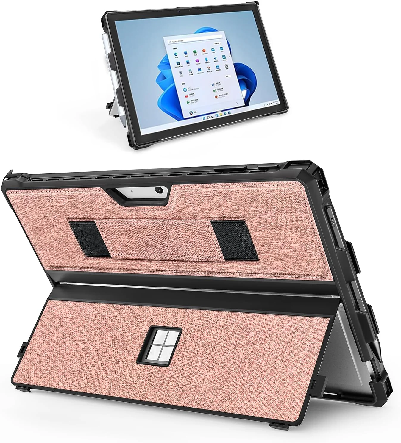کیف محافظ مقاوم برای تبلت 12.3 اینچی Microsoft Surface Pro 7+/7/6/5/4، دارای نگهدارنده قلم Surface و بند دستی، سازگار با کیبورد Surface Pro Type Cover (صورتی) کیف محافظ مقاوم برای تبلت 12.3 اینچی Microsoft Surface Pro 7+/7/6/5/4، دارای نگهدارنده قلم Surface و بند دستی، سازگار با کیبورد Surface Pro Type Cover (صورتی)