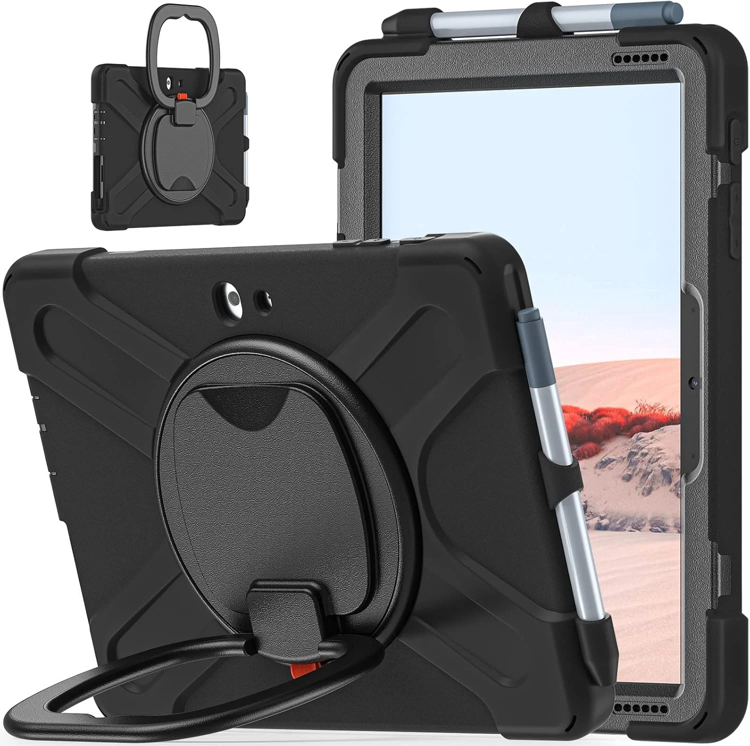 کاور محافظ HUHI برای مایکروسافت Surface Go 3/Surface Go 2/Surface Go، کاور ضد ضربه با استند چرخشی 360 درجه و بند شانه، مشکی کاور محافظ HUHI برای مایکروسافت Surface Go 3/Surface Go 2/Surface Go، کاور ضد ضربه با استند چرخشی 360 درجه و بند شانه، مشکی