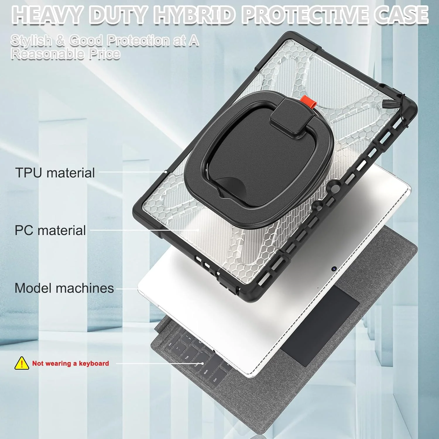 کیف محافظ ZXHYliang Surface Pro 8 اینچ 13، کیف مقاوم در برابر ضربه برای Microsoft Surface Pro 8 با پایه چرخان و حلقه دستی، سازگار با صفحه کلید Type Cover. (شفاف) کیف محافظ ZXHYliang Surface Pro 8 اینچ 13، کیف مقاوم در برابر ضربه برای Microsoft Surface Pro 8 با پایه چرخان و حلقه دستی، سازگار با صفحه کلید Type Cover. (شفاف)