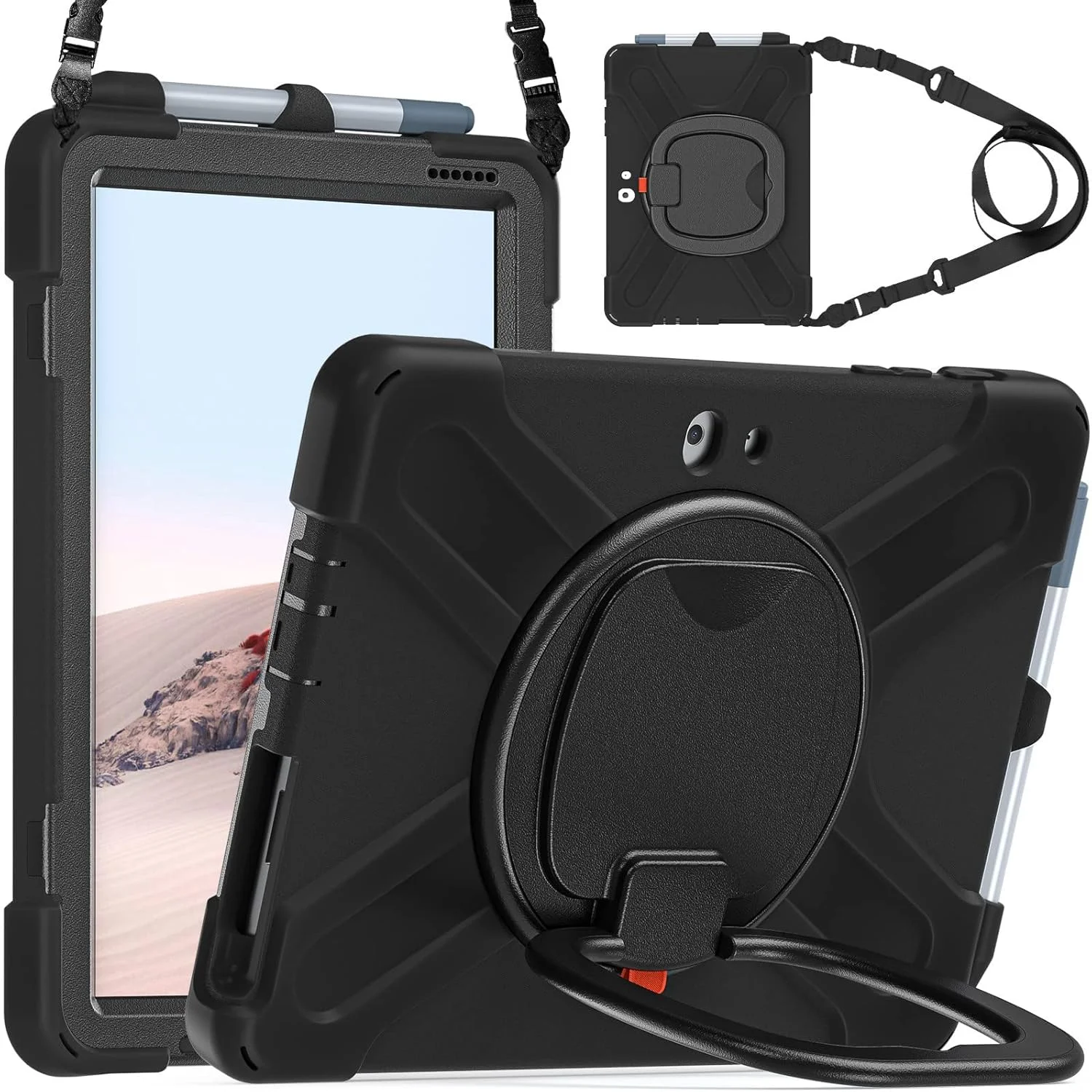 کاور محافظ HUHI برای مایکروسافت Surface Go 3/Surface Go 2/Surface Go، کاور ضد ضربه با استند چرخشی 360 درجه و بند شانه، مشکی کاور محافظ HUHI برای مایکروسافت Surface Go 3/Surface Go 2/Surface Go، کاور ضد ضربه با استند چرخشی 360 درجه و بند شانه، مشکی