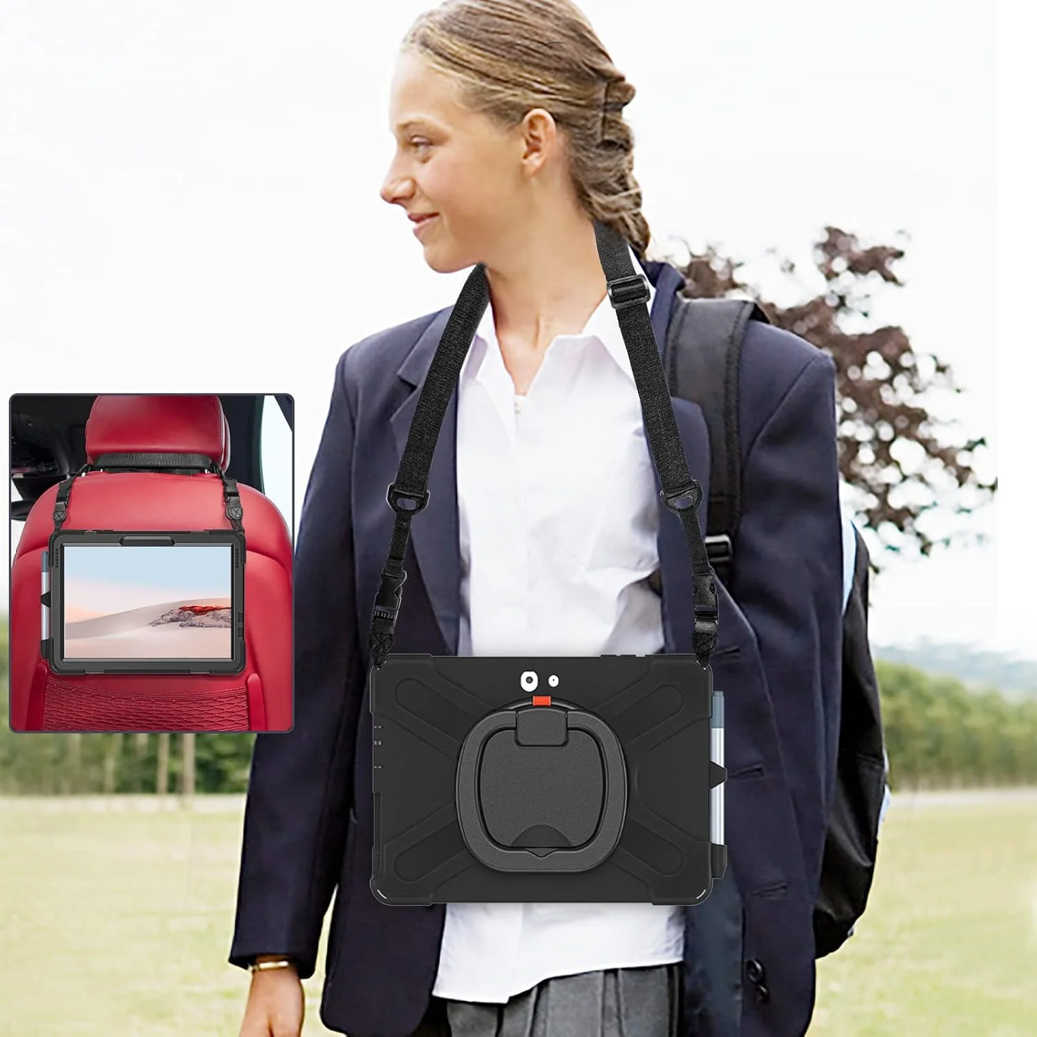 کاور محافظ HUHI برای مایکروسافت Surface Go 3/Surface Go 2/Surface Go، کاور ضد ضربه با استند چرخشی 360 درجه و بند شانه، مشکی کاور محافظ HUHI برای مایکروسافت Surface Go 3/Surface Go 2/Surface Go، کاور ضد ضربه با استند چرخشی 360 درجه و بند شانه، مشکی