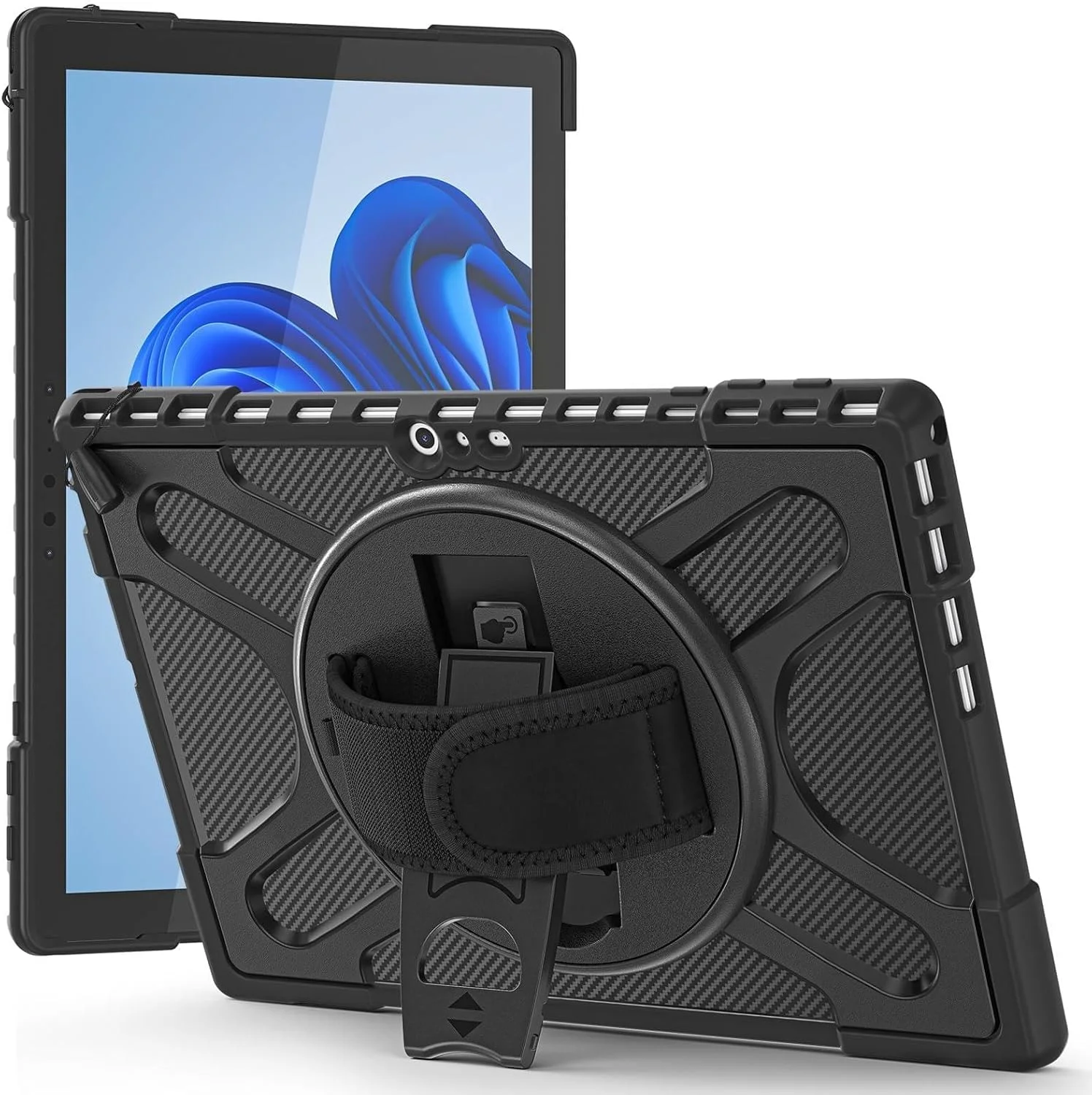 محافظ تبلت سازگار با مایکروسافت سرفیس پرو 7/6/5/4/پرو 7+ 12.3 اینچ - قاب محافظ مقاوم با پایه چرخان، دسته و ضربه گیر، ضد ضربه. acces