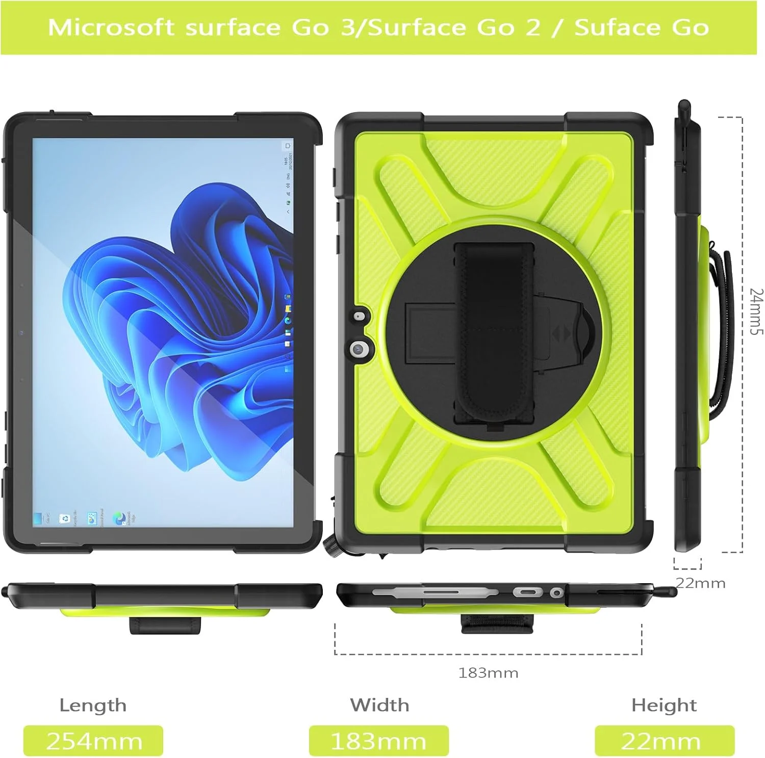 کاور SLLMYYX برای مایکروسافت Surface Go 4/Go 3/Go 2 سایز 10.5 اینچ، کاور ضد ضربه چرخان 360 درجه با بند دستی، سازگار با کیبورد Type Cover (سبز زرد) کاور SLLMYYX برای مایکروسافت Surface Go 4/Go 3/Go 2 سایز 10.5 اینچ، کاور ضد ضربه چرخان 360 درجه با بند دستی، سازگار با کیبورد Type Cover (سبز زرد)