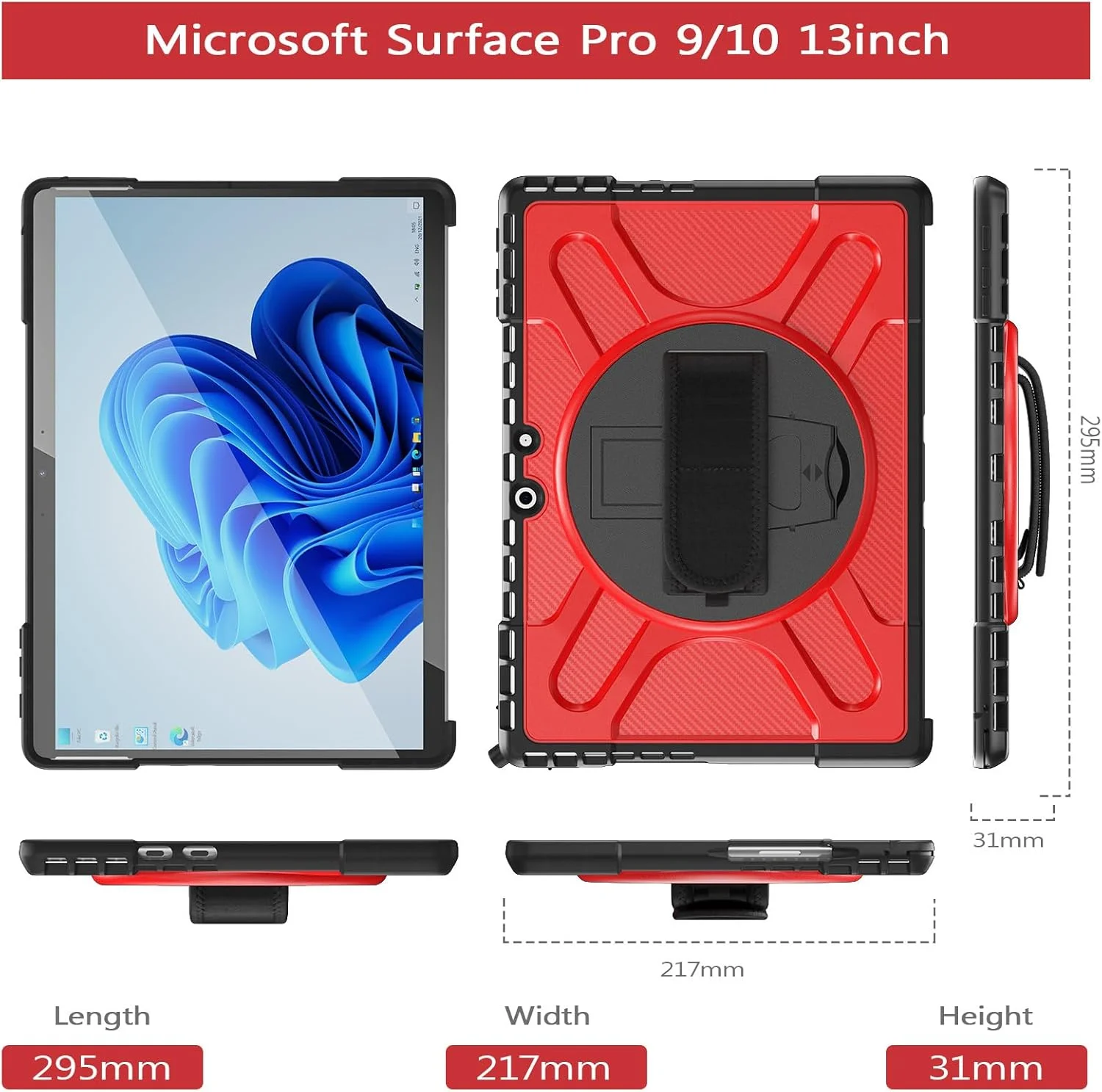 کاور محافظ تبلت SLLMYYX برای مایکروسافت سرفیس پرو 11/10/9 اینچ، چرخش 360 درجه، مقاوم در برابر ضربه با بند دستی، سازگار با کیبورد تایپ کاور (قرمز) کاور محافظ تبلت SLLMYYX برای مایکروسافت سرفیس پرو 11/10/9 اینچ، چرخش 360 درجه، مقاوم در برابر ضربه با بند دستی، سازگار با کیبورد تایپ کاور (قرمز)