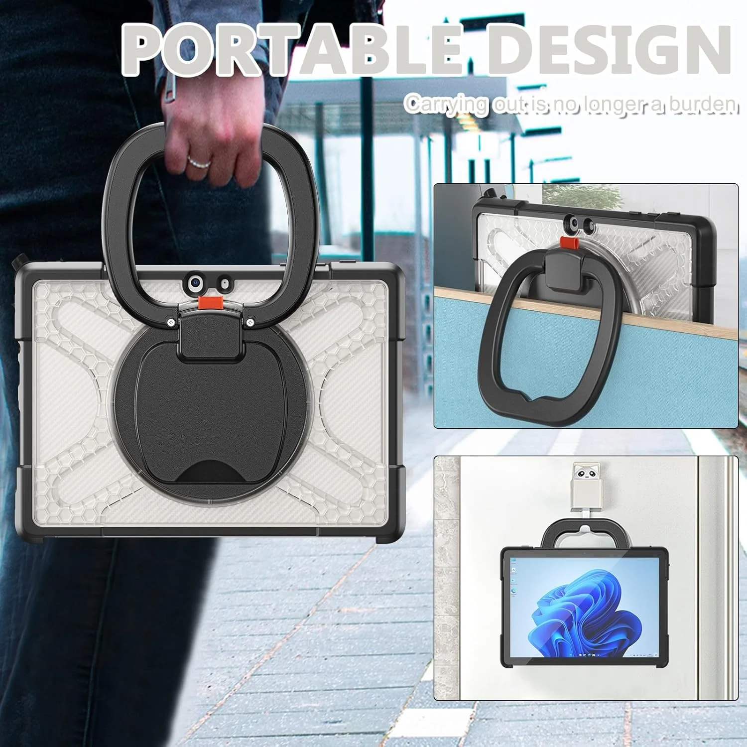 کاور محافظ مقاوم مناسب برای مایکروسافت Surface Pro 7/7+/6/5/4 12.3 اینچی، با پایه 360 درجه و محافظ ضربه گیر (شفاف) کاور محافظ مقاوم مناسب برای مایکروسافت Surface Pro 7/7+/6/5/4 12.3 اینچی، با پایه 360 درجه و محافظ ضربه گیر (شفاف)