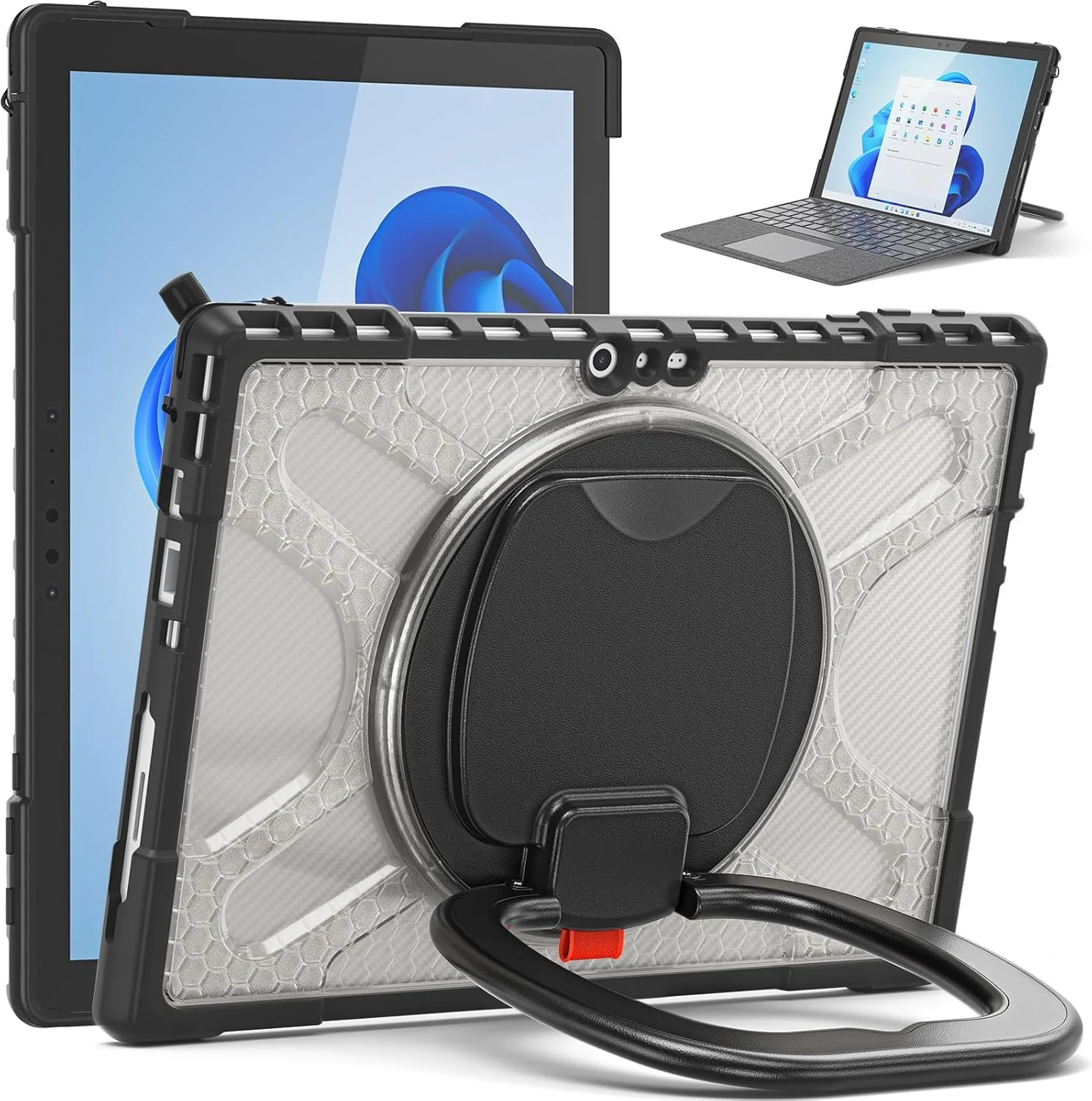 کیف محافظ تبلت دجیتو مناسب برای مایکروسافت Surface Pro 7/6 / 5/4 / 7+ با پایه چرخان برای کیبورد Type Cover با استند، کاور محافظ مقاوم در برابر ضربه (شفاف) کیف محافظ تبلت دجیتو مناسب برای مایکروسافت Surface Pro 7/6 / 5/4 / 7+ با پایه چرخان برای کیبورد Type Cover با استند، کاور محافظ مقاوم در برابر ضربه (شفاف)