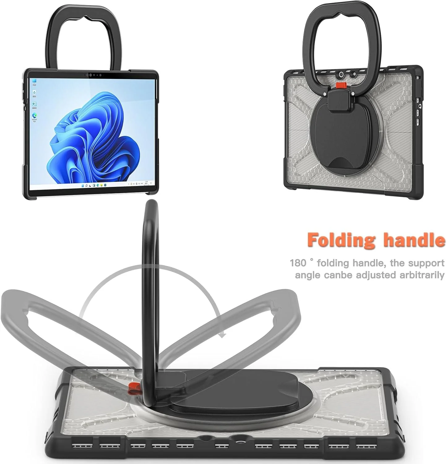 کاور ضد ضربه سازگار با مایکروسافت Surface Pro 8 13 اینچی، کاور مقاوم و بادوام با پایه و محافظ سپر (شفاف) کاور ضد ضربه سازگار با مایکروسافت Surface Pro 8 13 اینچی، کاور مقاوم و بادوام با پایه و محافظ سپر (شفاف)