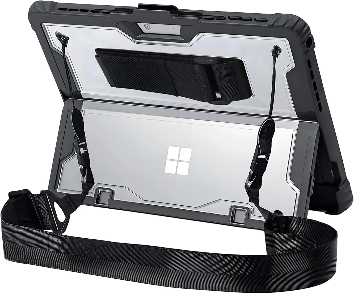 کاور محافظ تبلت ZEERSIDEND برای مایکروسافت Surface Pro7 Pro7+ Pro6 Pro5 Pro4، 12.3 اینچ، کاور ضخیم و مقاوم با پایه، سازگار با کاور کیبورد، شامل بند دستی و بند شانه، مشکی کاور محافظ تبلت ZEERSIDEND برای مایکروسافت Surface Pro7 Pro7+ Pro6 Pro5 Pro4، 12.3 اینچ، کاور ضخیم و مقاوم با پایه، سازگار با کاور کیبورد، شامل بند دستی و بند شانه، مشکی