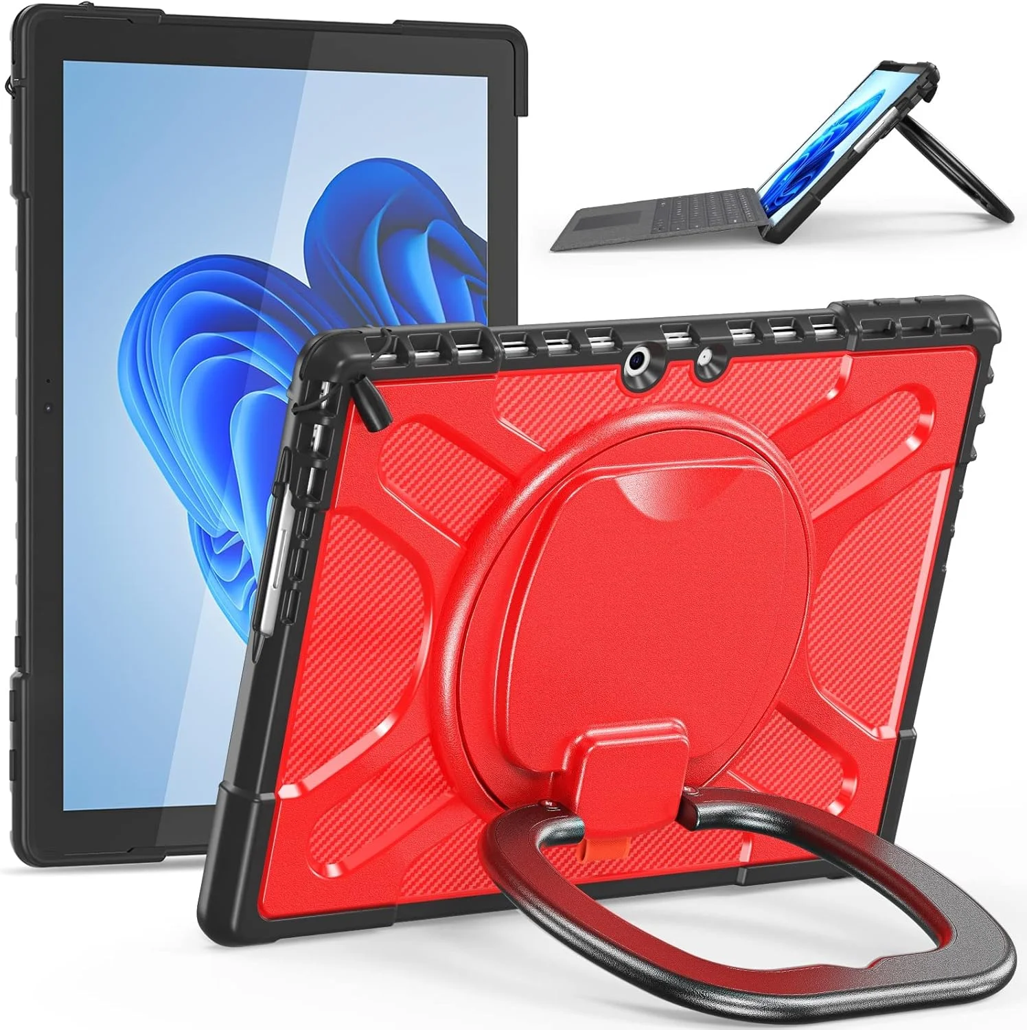 کاور محافظتی ضد ضربه و مقاوم ZORSOME با استند، سازگار با Microsoft Surface Pro 9 و کیبورد Type Cover (رنگ: قرمز)