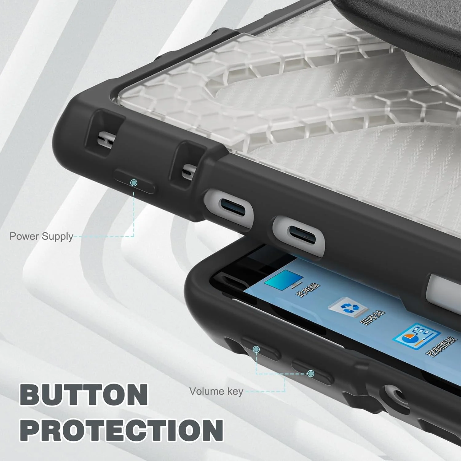 کاور ضد ضربه سازگار با مایکروسافت Surface Pro 8 13 اینچی، کاور مقاوم و بادوام با پایه و محافظ سپر (شفاف) کاور ضد ضربه سازگار با مایکروسافت Surface Pro 8 13 اینچی، کاور مقاوم و بادوام با پایه و محافظ سپر (شفاف)