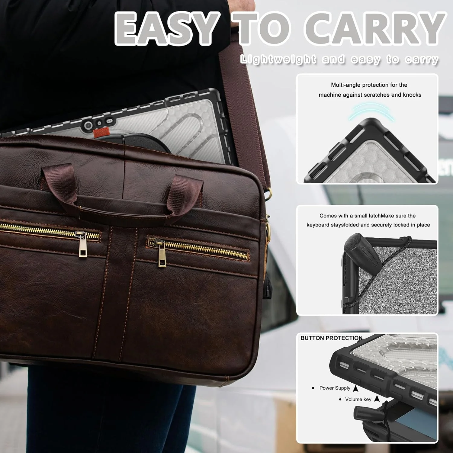 کیف محافظ تبلت دجیتو مناسب برای مایکروسافت Surface Pro 7/6 / 5/4 / 7+ با پایه چرخان برای کیبورد Type Cover با استند، کاور محافظ مقاوم در برابر ضربه (شفاف)