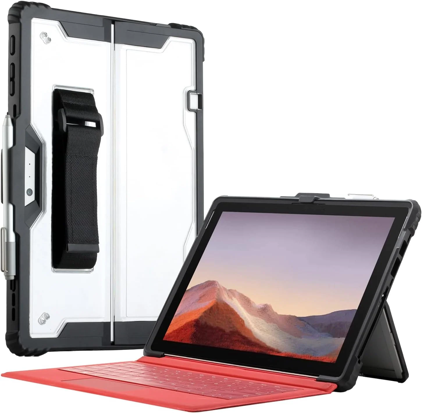 کاور محافظ تبلت ZEERSIDEND برای مایکروسافت Surface Pro7 Pro7+ Pro6 Pro5 Pro4، 12.3 اینچ، کاور ضخیم و مقاوم با پایه، سازگار با کاور کیبورد، شامل بند دستی و بند شانه، مشکی کاور محافظ تبلت ZEERSIDEND برای مایکروسافت Surface Pro7 Pro7+ Pro6 Pro5 Pro4، 12.3 اینچ، کاور ضخیم و مقاوم با پایه، سازگار با کاور کیبورد، شامل بند دستی و بند شانه، مشکی