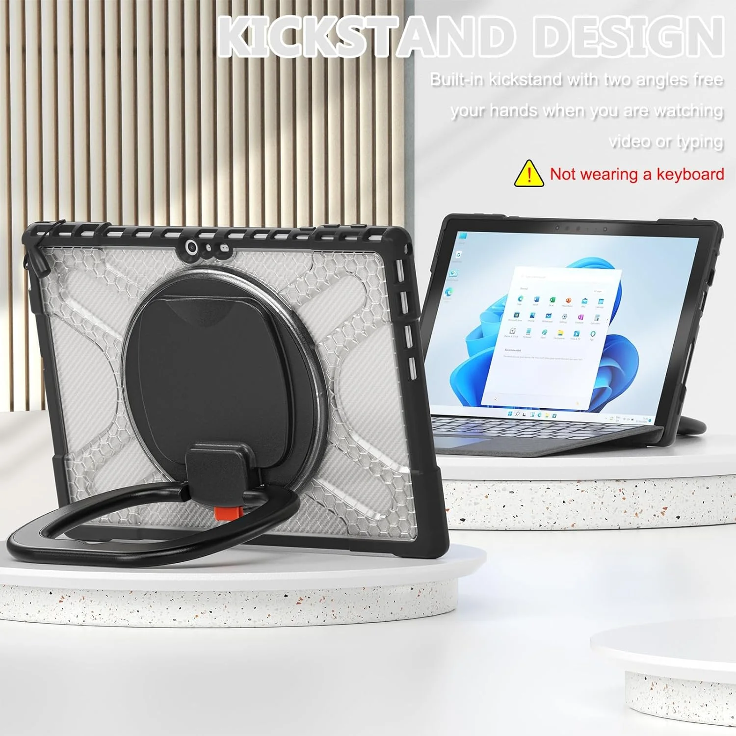 کیف محافظ تبلت دجیتو مناسب برای مایکروسافت Surface Pro 7/6 / 5/4 / 7+ با پایه چرخان برای کیبورد Type Cover با استند، کاور محافظ مقاوم در برابر ضربه (شفاف)