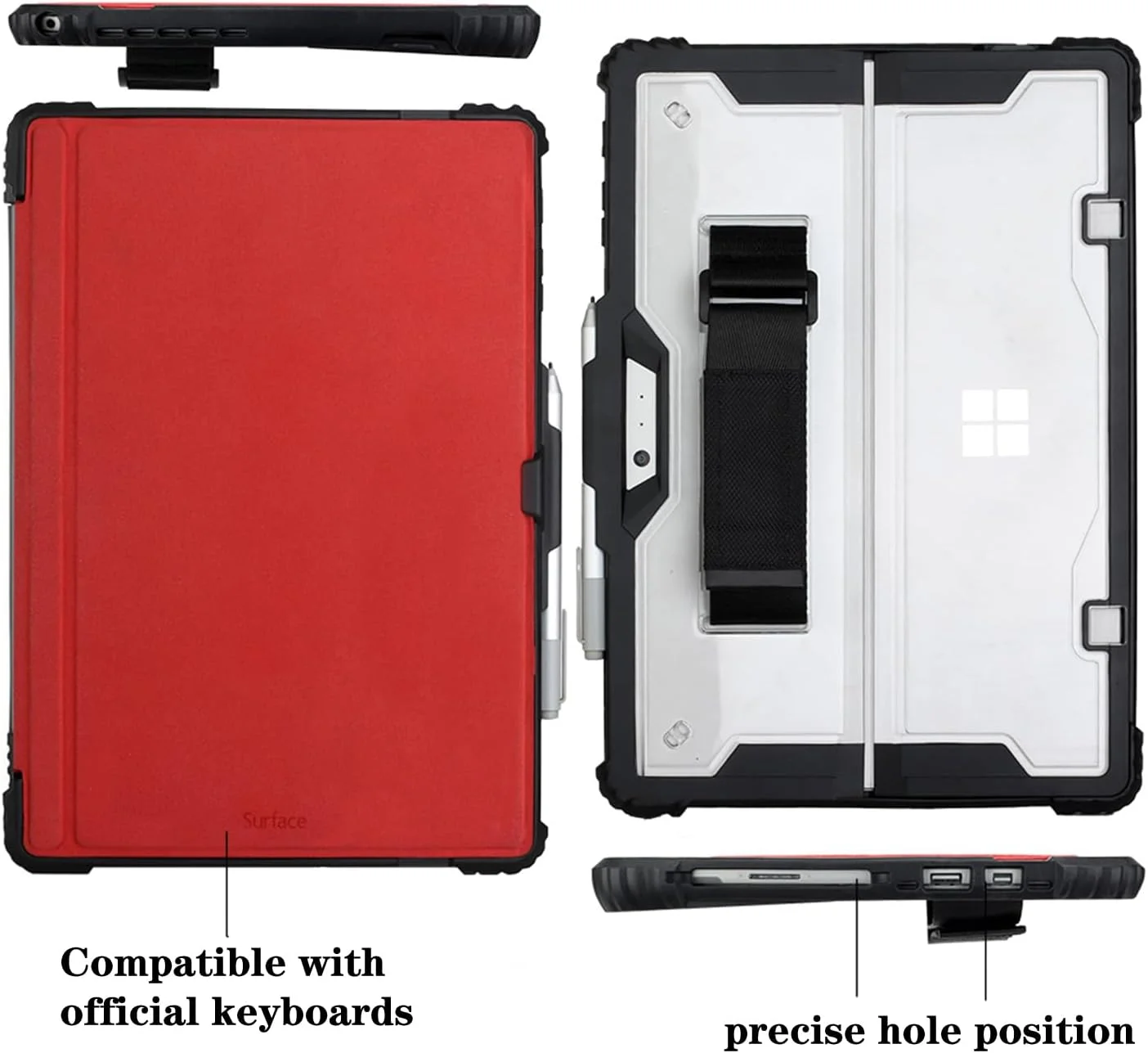 کاور محافظ تبلت ZEERSIDEND برای مایکروسافت Surface Pro7 Pro7+ Pro6 Pro5 Pro4، 12.3 اینچ، کاور ضخیم و مقاوم با پایه، سازگار با کاور کیبورد، شامل بند دستی و بند شانه، مشکی کاور محافظ تبلت ZEERSIDEND برای مایکروسافت Surface Pro7 Pro7+ Pro6 Pro5 Pro4، 12.3 اینچ، کاور ضخیم و مقاوم با پایه، سازگار با کاور کیبورد، شامل بند دستی و بند شانه، مشکی