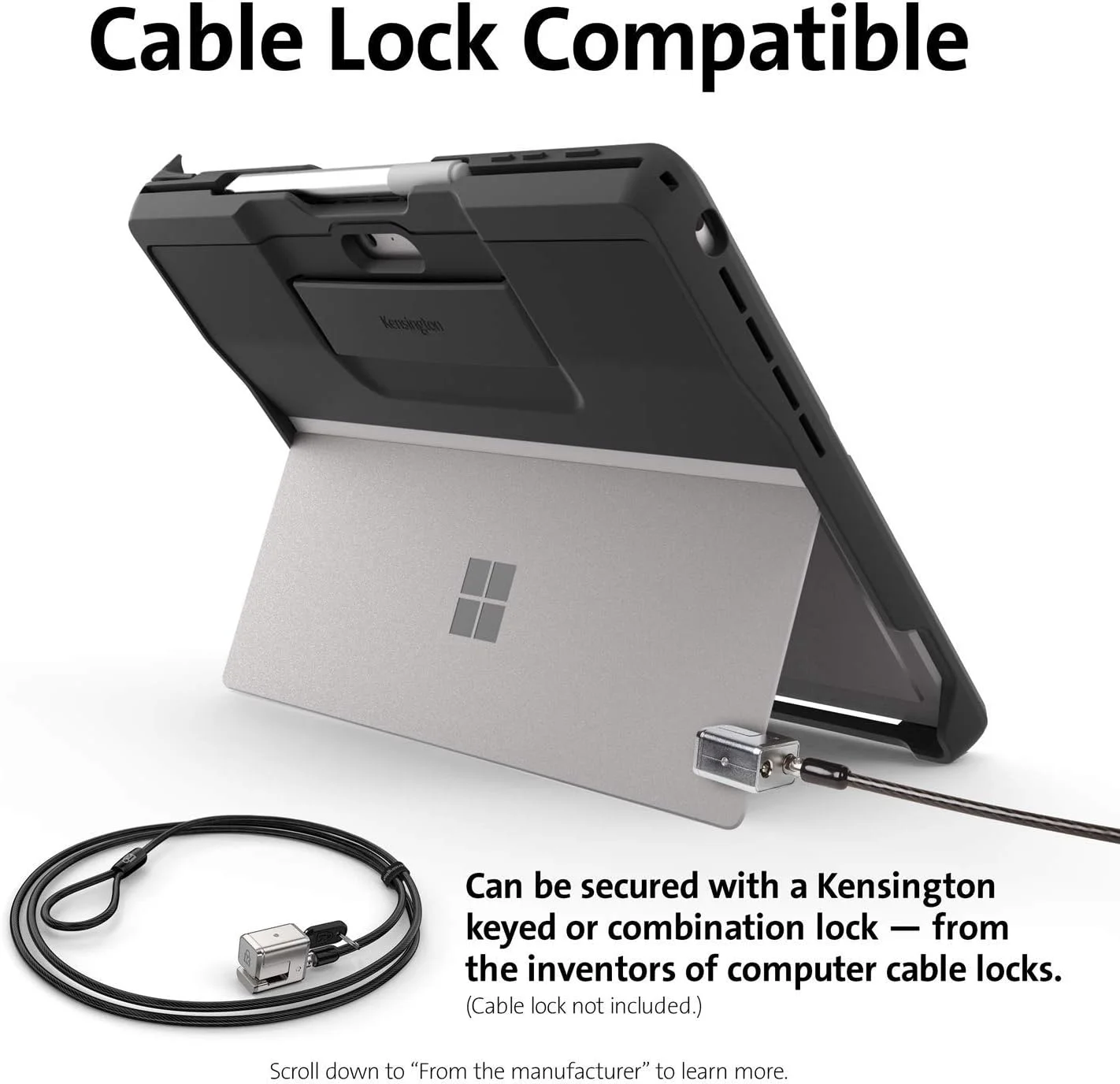 محافظ مقاوم کنزینگتون برای سرفیس پرو 7 - سرفیس پرو 7، 7+، 6، 5، 4 (K97951Ww)، مشکی