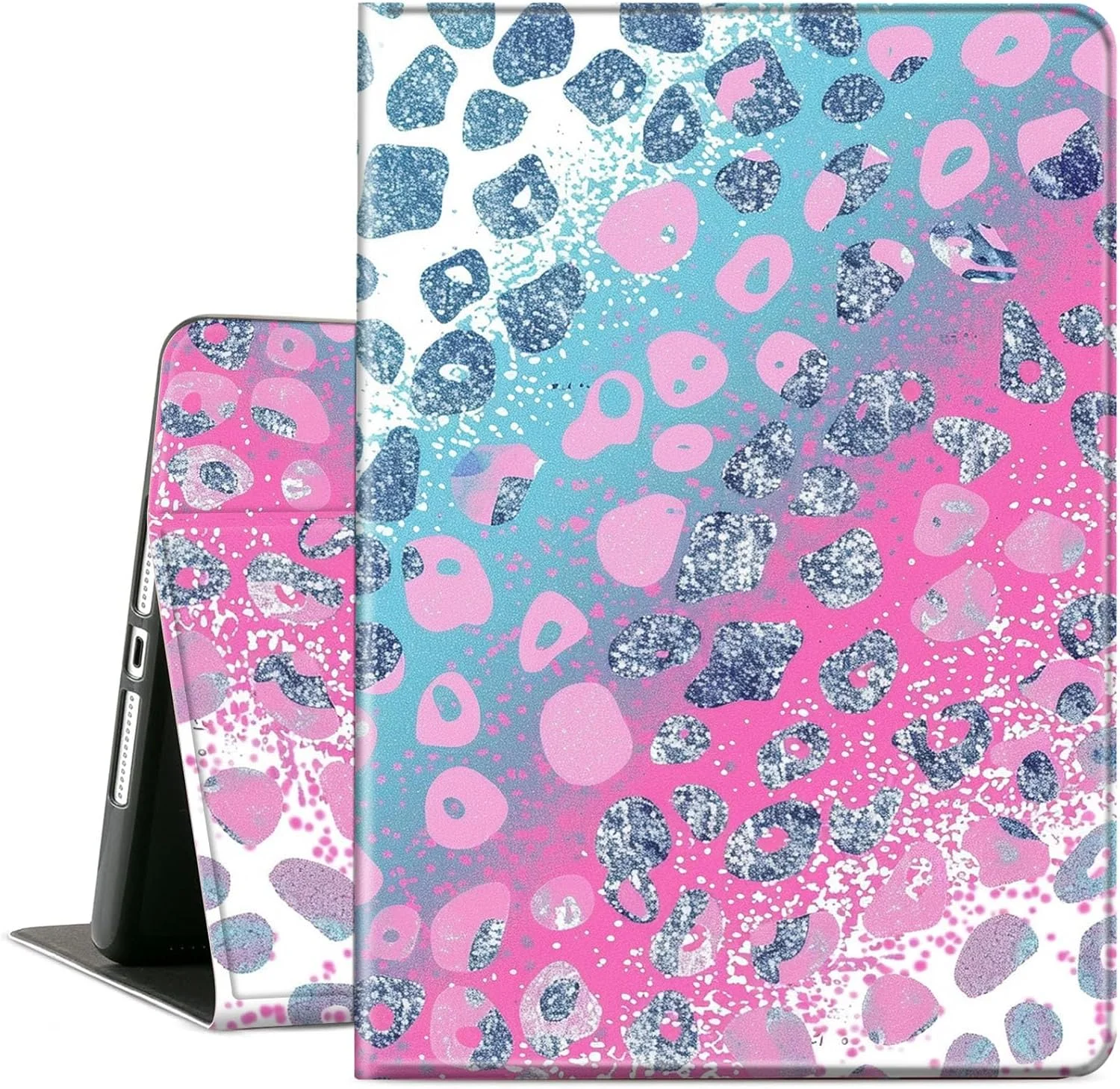 کیف ACWDMKH برای مایکروسافت سرفیس پرو 11/10 / 9 اینچ 13، چرم PU نازک و زیبا با قابلیت تنظیم پایه، مناسب برای سرفیس پرو نسخه 11 AI، اکلیلی صورتی آبی