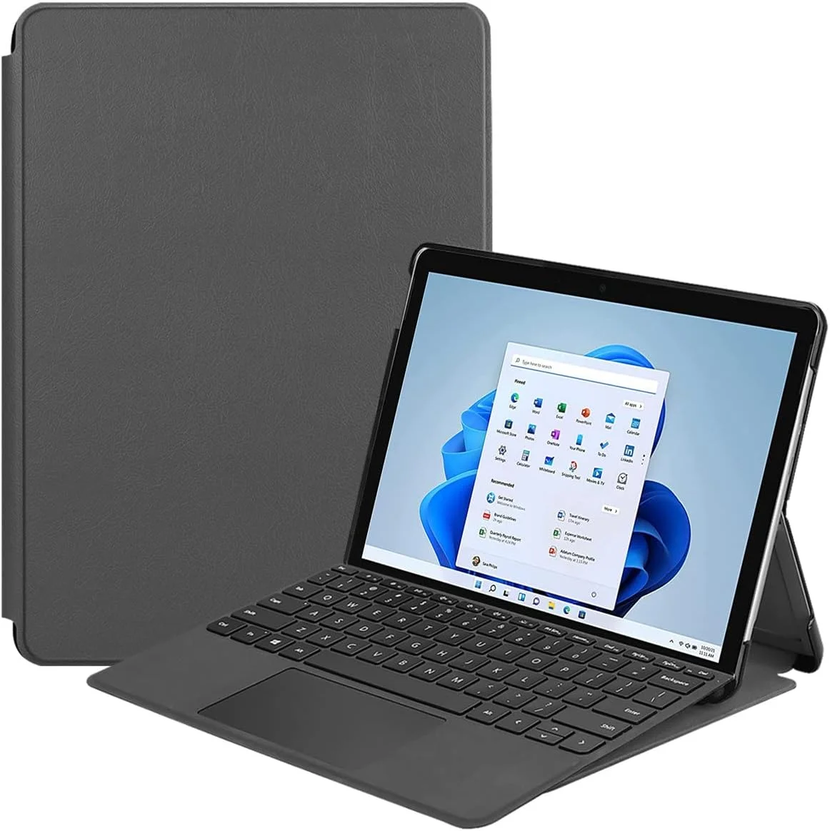 SATURCASE Case for Microsoft Surface Pro 8, PU Leather Flip Folio Stand Ultra Slim Light Weight Protective Cover (Gray) (Keyboard not Included) SATURCASE Case for Microsoft Surface Pro 8, PU Leather Flip Folio Stand Ultra Slim Light Weight Protective Cover (Gray) (Keyboard not Included)