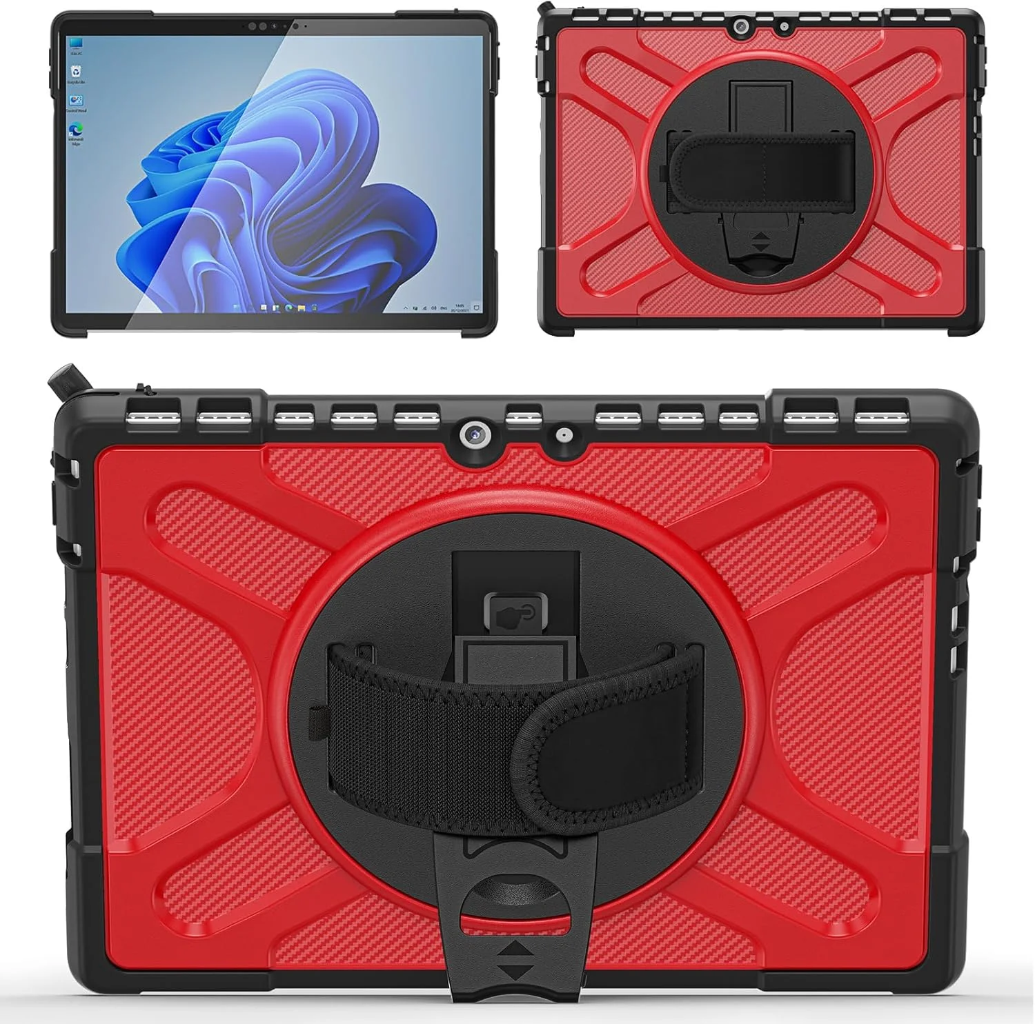 کاور SLLMYYX برای مایکروسافت سرفیس پرو 8 اینچ 13 (عرضه 2021)، کاور ضد ضربه چرخان 360 درجه با بند دستی، سازگار با کیبورد تایپ کاور (قرمز) کاور SLLMYYX برای مایکروسافت سرفیس پرو 8 اینچ 13 (عرضه 2021)، کاور ضد ضربه چرخان 360 درجه با بند دستی، سازگار با کیبورد تایپ کاور (قرمز)