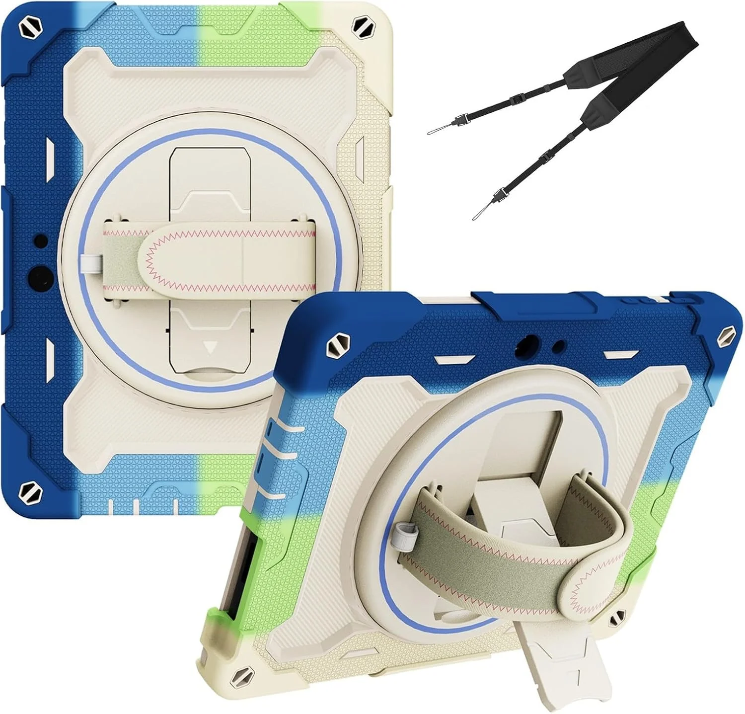 SLLMYYX Case for Microsoft Surface Go 3 2021/Surface Go 2 2020 10.5 inch, 360 Degree Swivel Kickstand Hand Shoulder Strap Shockproof Armor Grip Stand Protective Cover (Colorful Blue) SLLMYYX Case for Microsoft Surface Go 3 2021/Surface Go 2 2020 10.5 inch, 360 Degree Swivel Kickstand Hand Shoulder Strap Shockproof Armor Grip Stand Protective Cover (Colorful Blue)