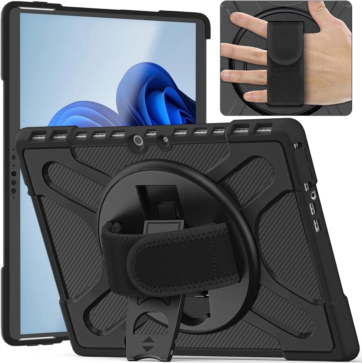 کیف محافظ تبلت کیهانگ شیهویی مناسب برای مایکروسافت Surface Pro 8 مدل TPU + PC (قرمز)(مشکی)(سبز فسفری)(آبی)(شفاف) (رنگ: مشکی)