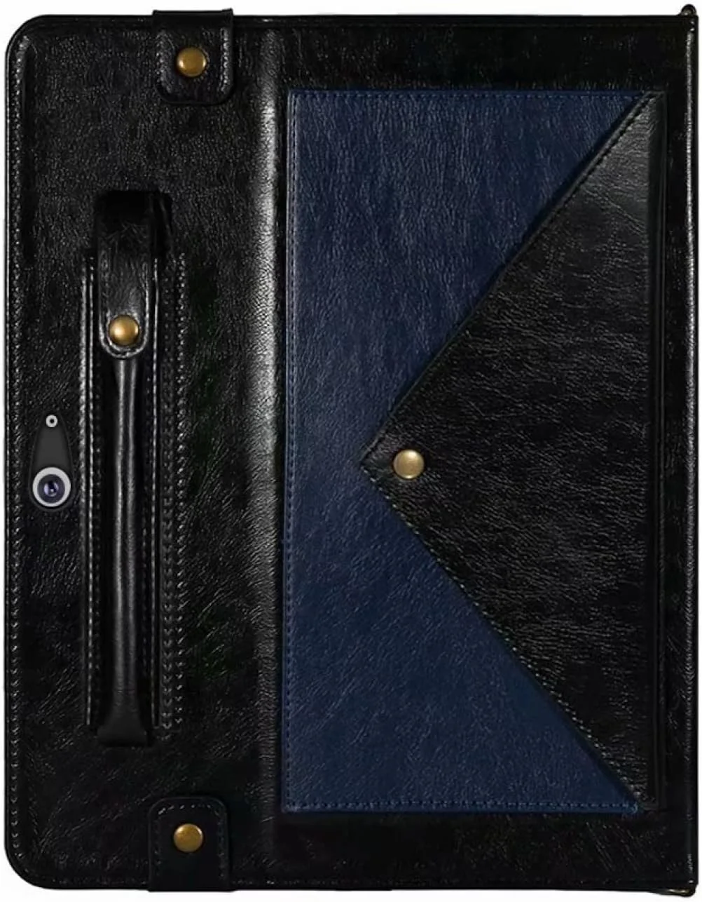 کیف تبلت چرمی مدل پاکتی گوشی QIHANG SHIHUI مناسب برای Microsoft Surface Pro 8 (رنگ: مشکی آبی)
