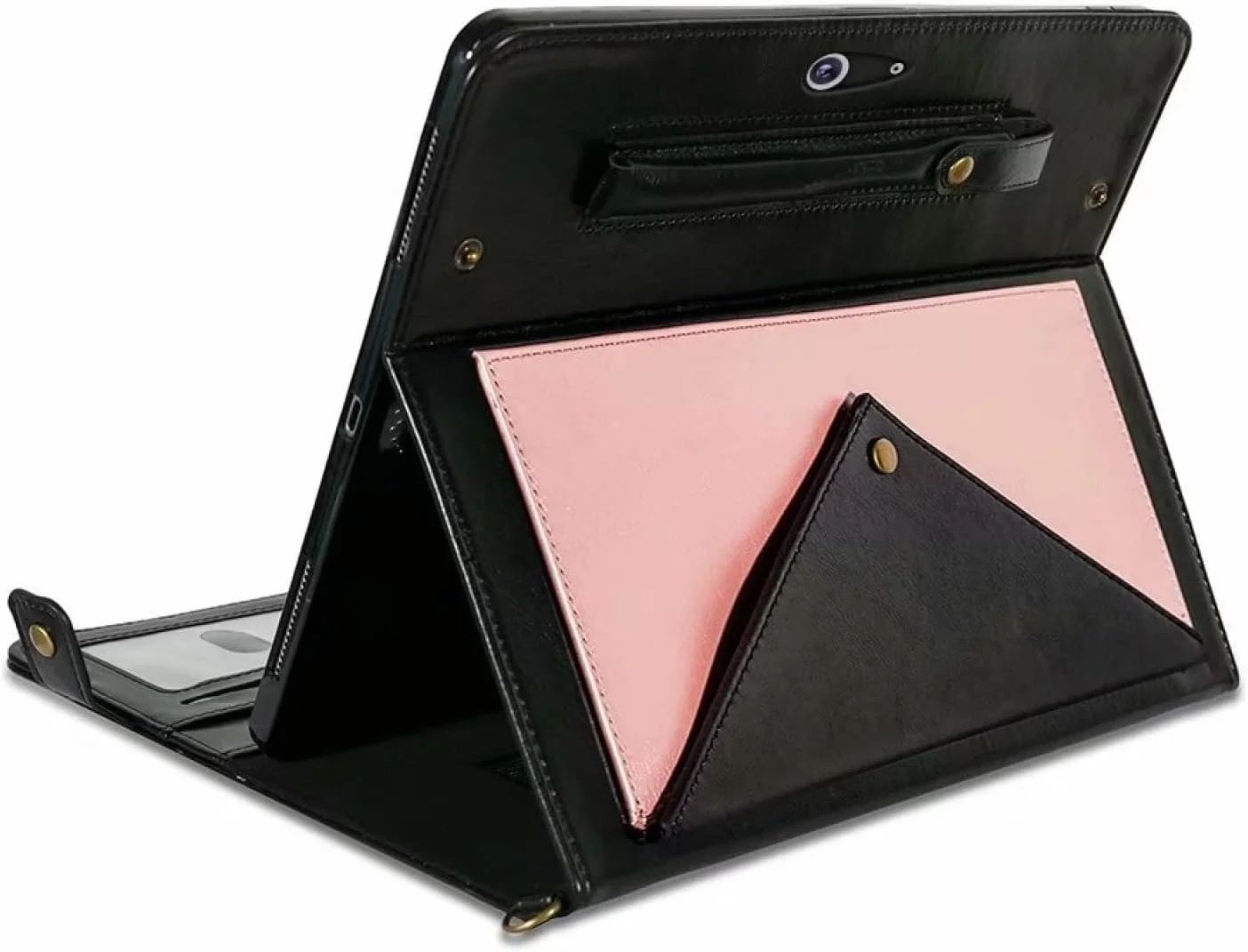 کیف گوشی QIHANG SHIHUI مناسب برای تبلت Microsoft Surface Pro 8، طرح پاکتی، چرم با ترکیب رنگی (رنگ: مشکی رزگلد)