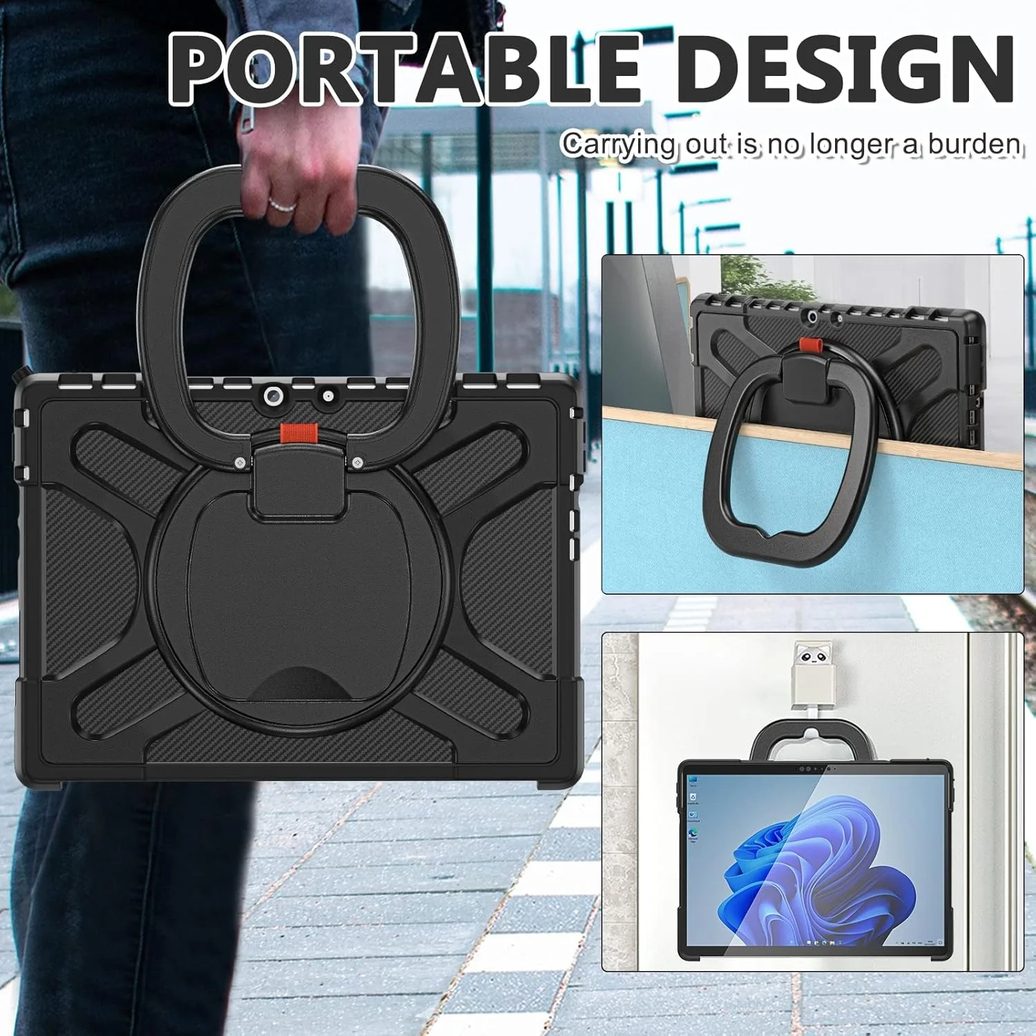 کیف محافظ تبلت مایکروسافت سرفیس پرو 8 کیهنگ شیهویی مدل TPU + PC (رنگ چای) (مشکی) (قرمز) و غیره (رنگ: مشکی)