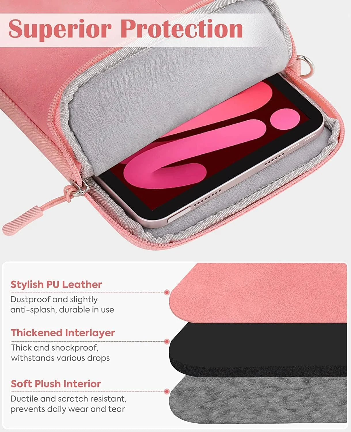 ProElite Polyester Tablet Sleeve Case Cover 12" to 13" Tablets for Samsung Galaxy Tab S7 Plus/S8 Plus/S7 Fe 12.4", Apple iPad Pro 12.9",Lenovo Tab P12, Microsoft Surface Pro 4/5/6/7/8/9, Pink ProElite Polyester Tablet Sleeve Case Cover 12" to 13" Tablets for Samsung Galaxy Tab S7 Plus/S8 Plus/S7 Fe 12.4", Apple iPad Pro 12.9",Lenovo Tab P12, Microsoft Surface Pro 4/5/6/7/8/9, Pink