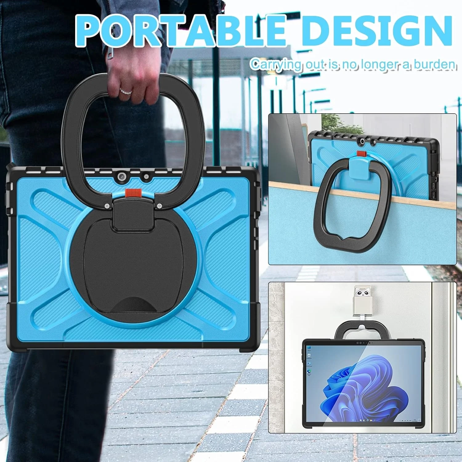 کیف محافظ تبلت مایکروسافت سرفیس پرو 8 کیهنگ شیهویی، جنس TPU + PC (رنگ چای)(مشکی)(قرمز) و غیره (رنگ: آبی)