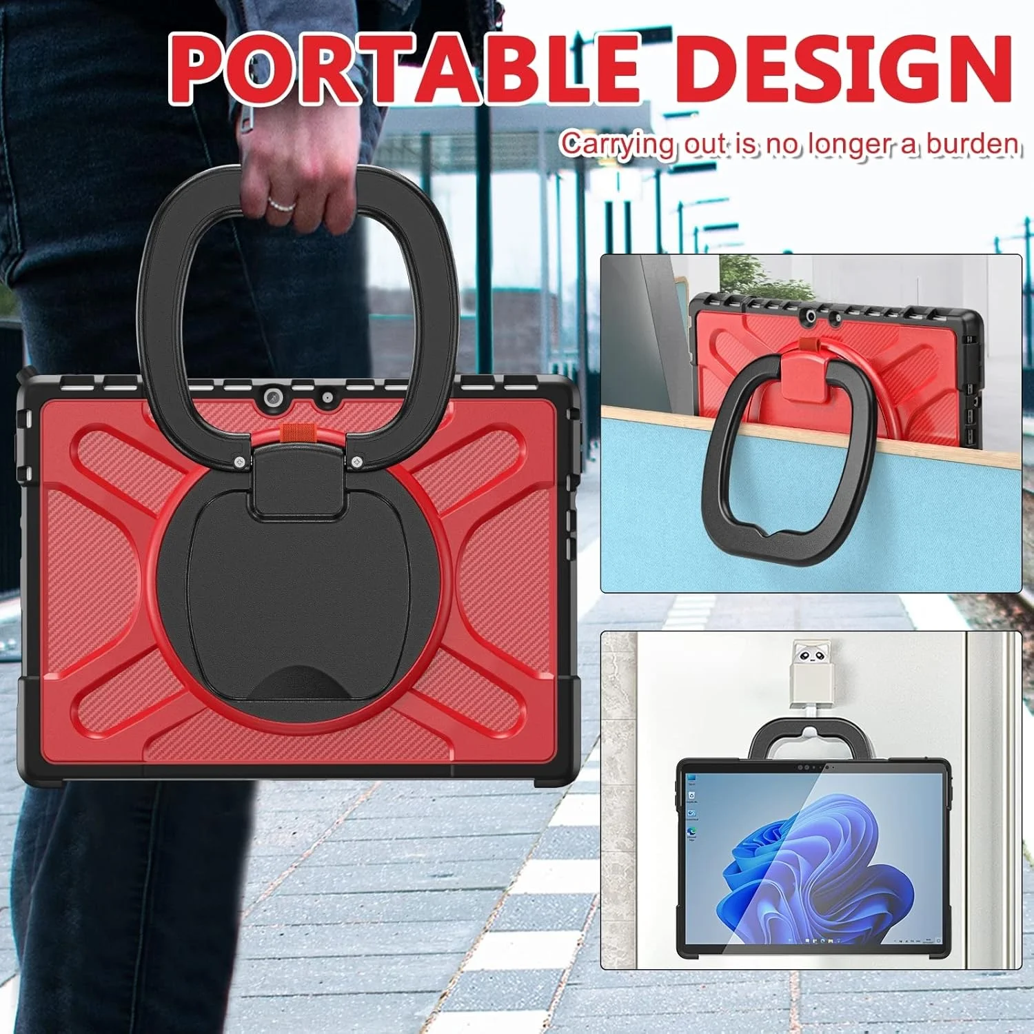 کیف محافظ تبلت مایکروسافت سرفیس پرو 8 کیهنگ شیهویی، جنس TPU + PC (رنگ چای) (مشکی) (قرمز) و غیره (رنگ: قرمز)