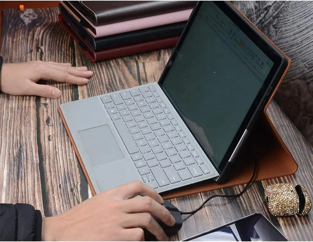 Gexmil Microsoft Surface Pro X Case 2020/2019 13-inch Surface Pro X Genuine Leather Cover Tablet,Fits Keyboard and Kickstand,Premium with Multiple Angle Viewing,Pattern-Brown