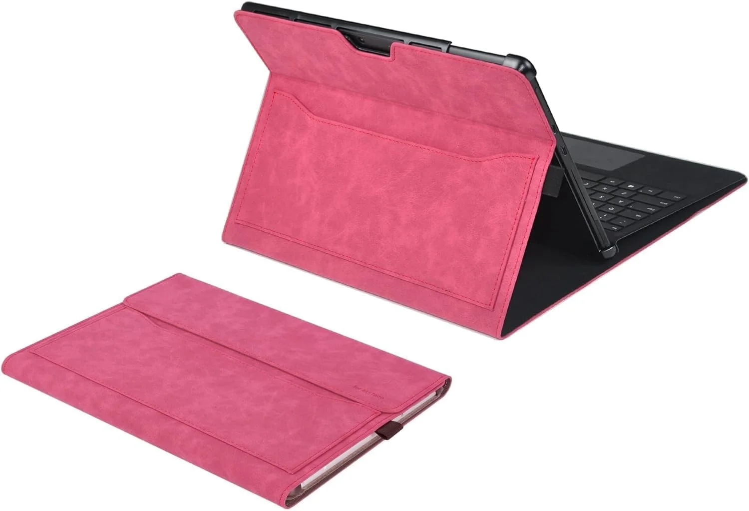 کاور محافظ Gruattreay برای تبلت جدید 13 اینچی Microsoft Surface Pro 9، سازگار با کاور کیبورد، کیف چرمی PU و دارای جای قلم (قرمز گل رز)