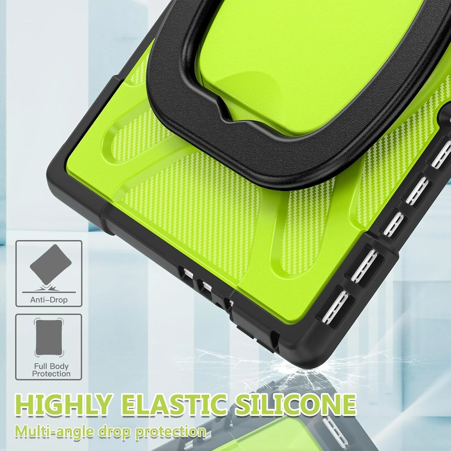 کیف محافظ سنگین و مقاوم سازگار با مایکروسافت سرفیس پرو 8 ۱۳ اینچی با پایه چرخان سازگار با کیبورد تایپ کاور با پایه نگهدارنده، کیف محافظ ضربه گیر و مقاوم در برابر ضربه (زرد سبز)