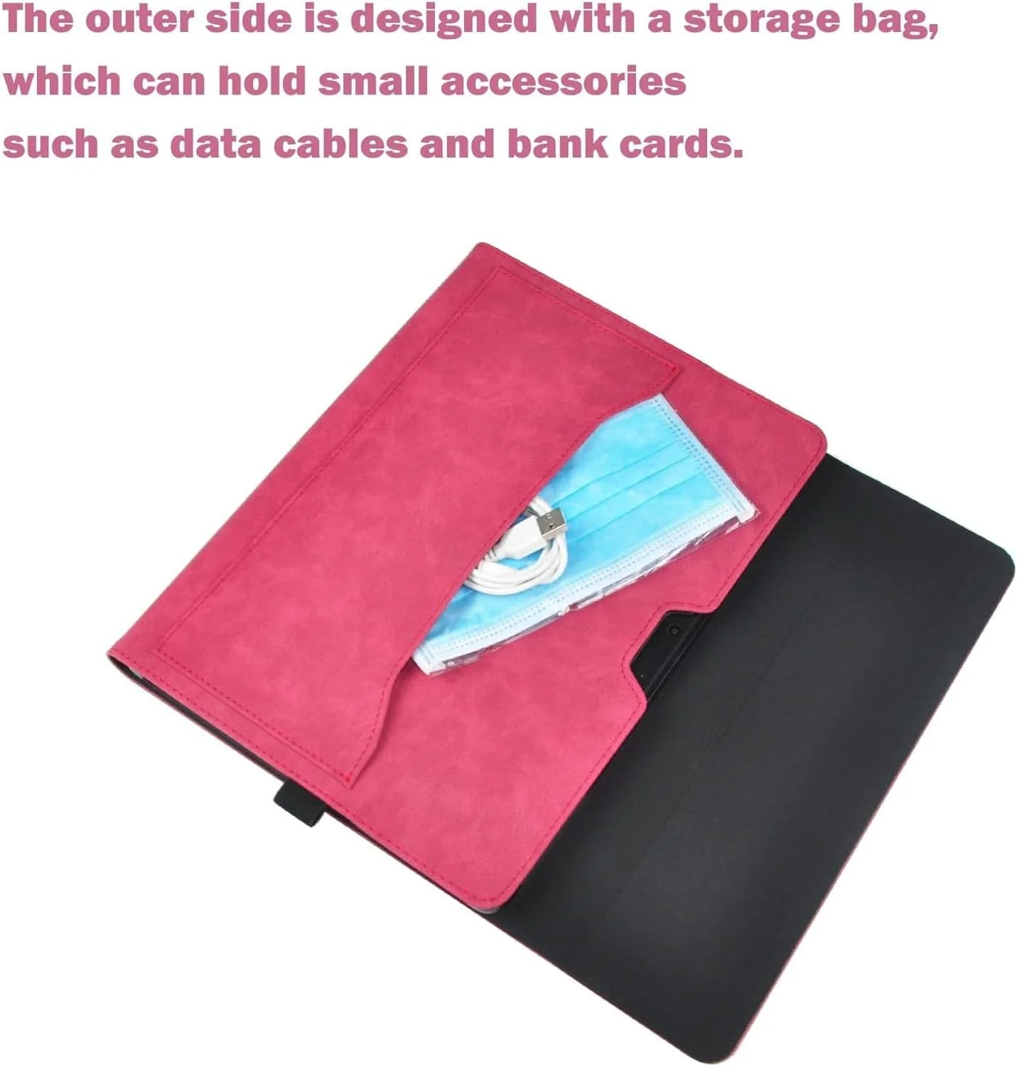 کاور محافظ Gruattreay برای تبلت جدید 13 اینچی Microsoft Surface Pro 9، سازگار با کاور کیبورد، کیف چرمی PU و دارای جای قلم (قرمز گل رز)