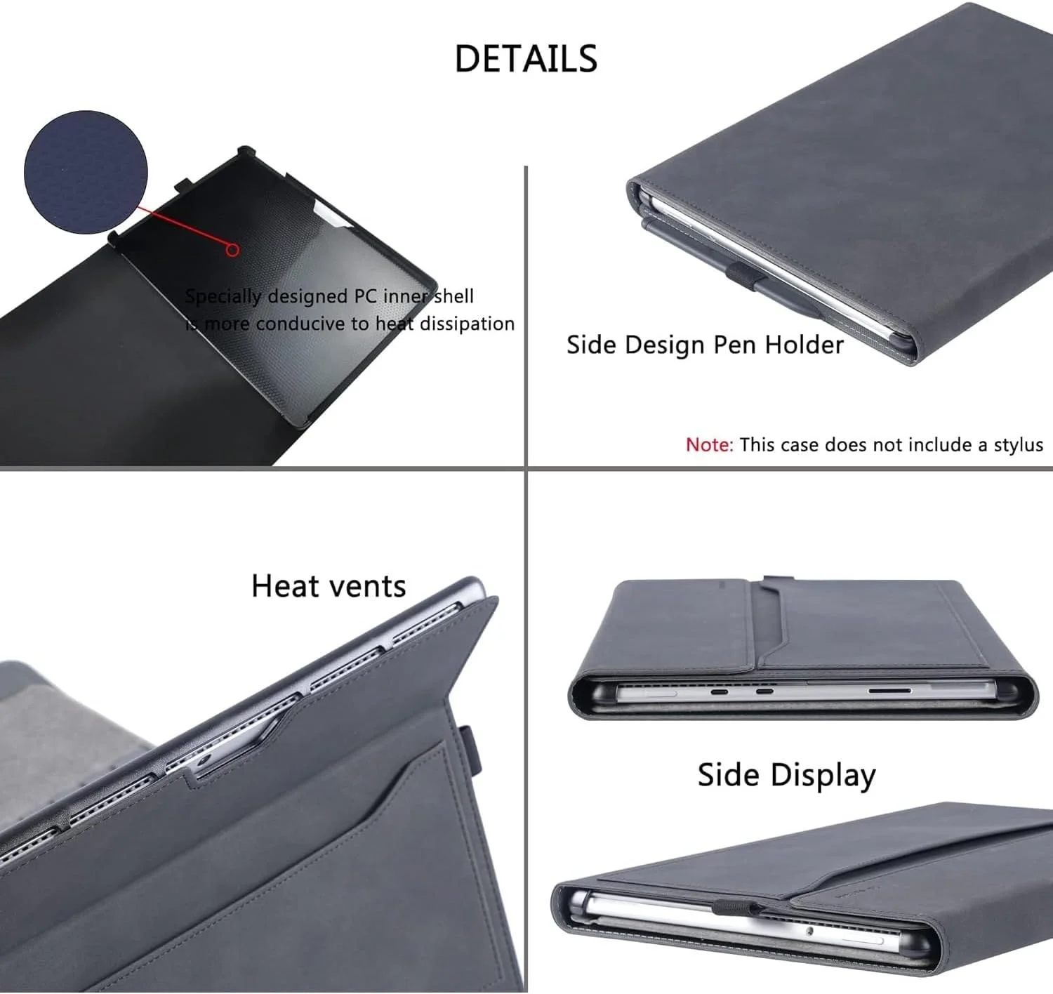 کاور محافظ Gruattreay برای تبلت جدید 13 اینچی Microsoft Surface Pro 9، سازگار با کاور کیبورد، کیف چرمی PU و دارای جای قلم (قرمز گل رز)