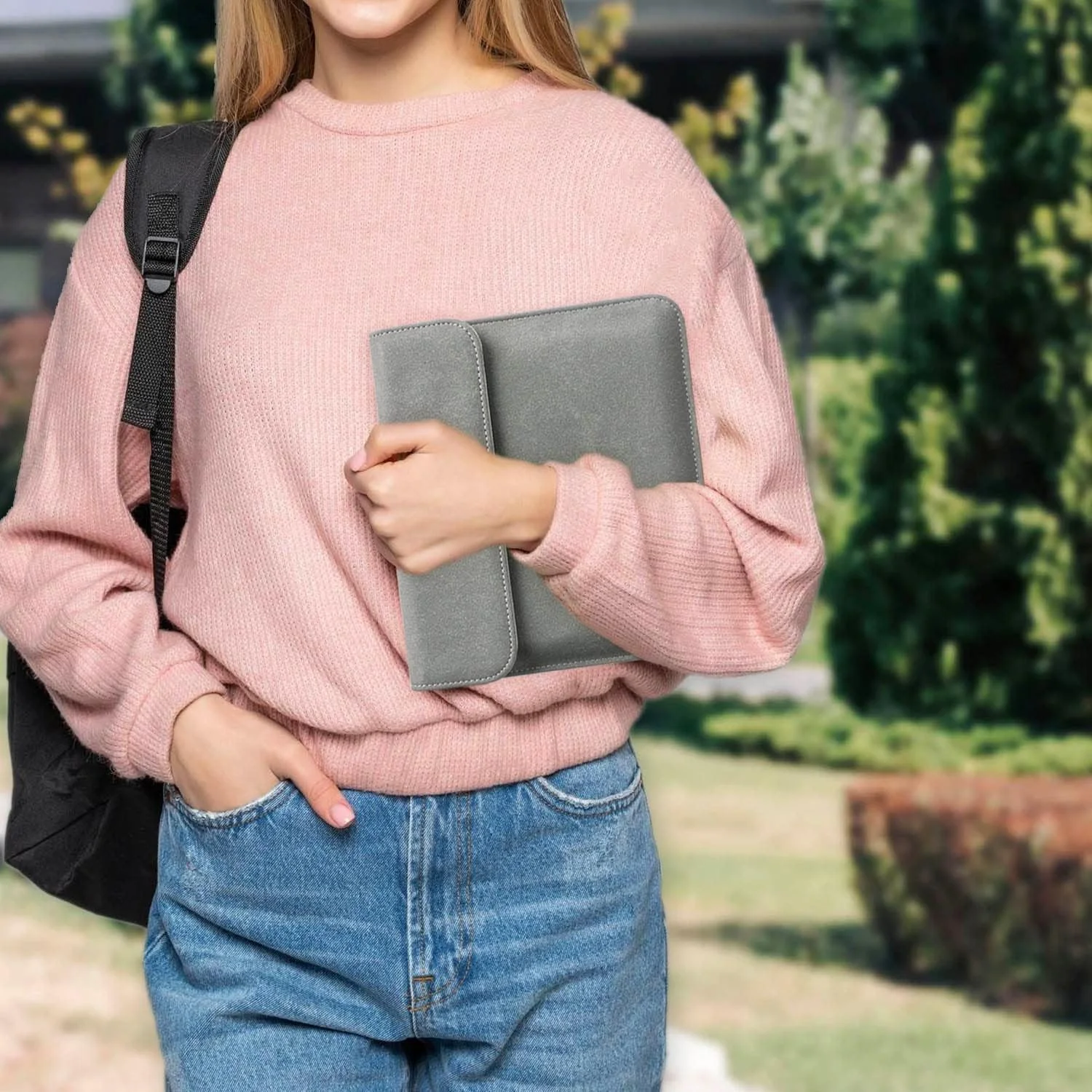 کیف آستینی Gruattreay سازگار با Microsoft Surface Pro 12 اینچ 2025، کیف چرمی قابل حمل سبک و ضد ضربه برای Surface Pro 12 (خاکستری)