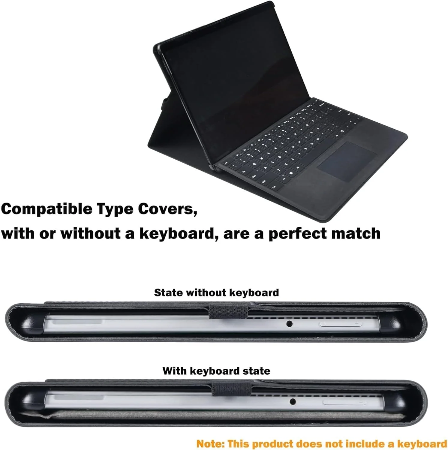 کاور محافظ Gruattreay برای تبلت جدید 13 اینچی Microsoft Surface Pro 9، سازگار با کاور کیبورد، کیف چرمی PU و دارای جای قلم (قرمز گل رز)