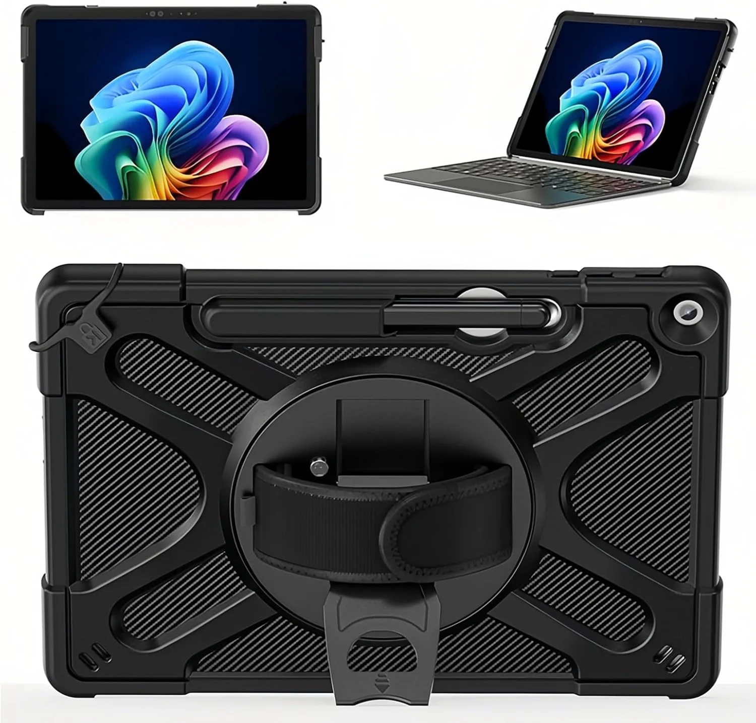 کاور مقاوم Gruattreay سازگار با Microsoft Surface Pro 12 اینچی 2025، کاور ضد ضربه کودکانه با پایه چرخان 360 درجه، بند دستی و بند شانه، سازگار با کیبورد Type Cover (مشکی) کاور مقاوم Gruattreay سازگار با Microsoft Surface Pro 12 اینچی 2025، کاور ضد ضربه کودکانه با پایه چرخان 360 درجه، بند دستی و بند شانه، سازگار با کیبورد Type Cover (مشکی)