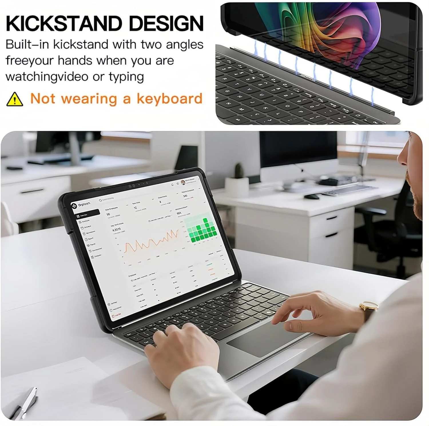 کاور مقاوم Gruattreay سازگار با Microsoft Surface Pro 12 اینچی 2025، کاور ضد ضربه کودکانه با پایه چرخان 360 درجه، بند دستی و بند شانه، سازگار با کیبورد Type Cover (مشکی)