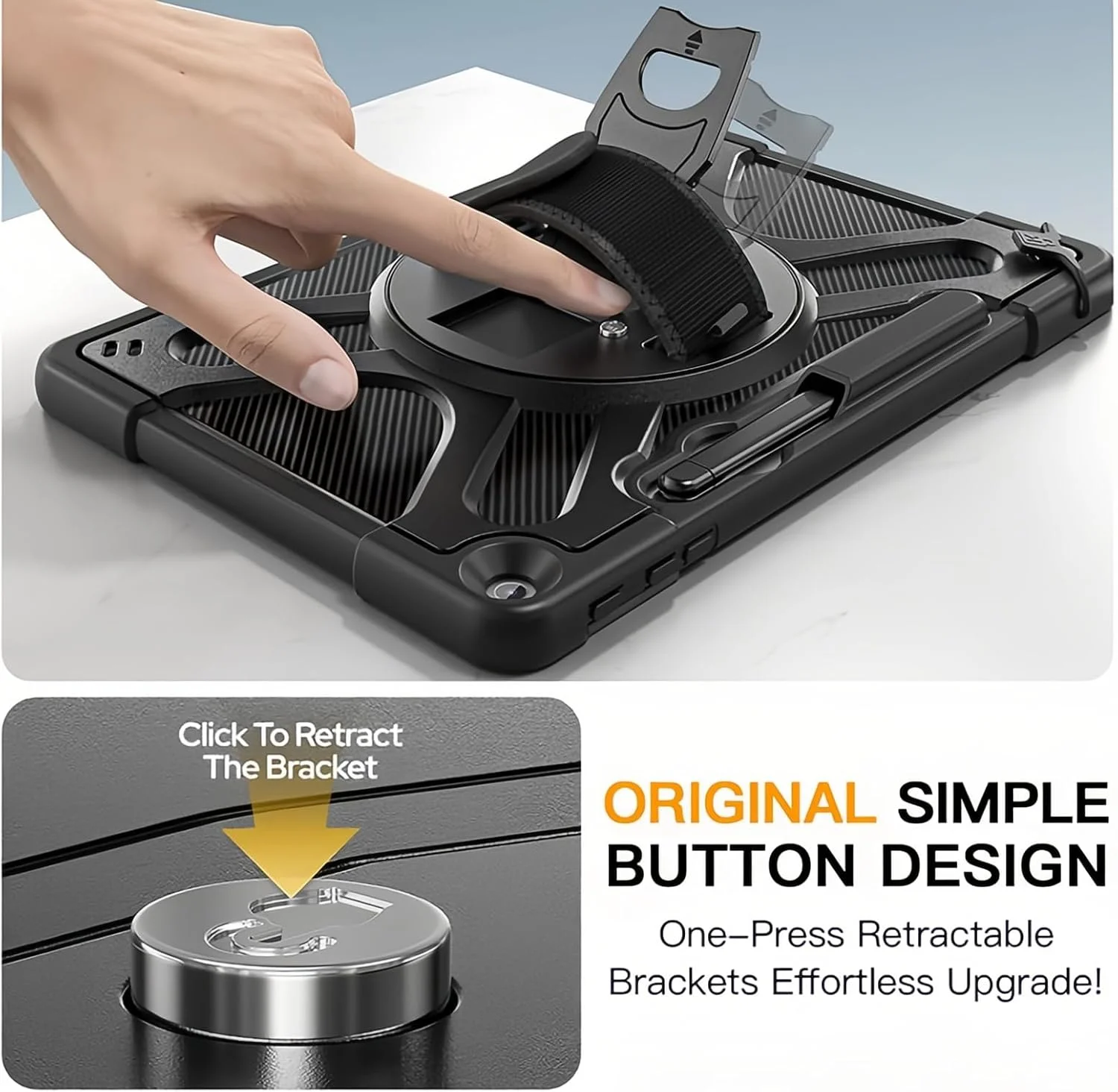 کاور مقاوم Gruattreay سازگار با Microsoft Surface Pro 12 اینچی 2025، کاور ضد ضربه کودکانه با پایه چرخان 360 درجه، بند دستی و بند شانه، سازگار با کیبورد Type Cover (مشکی)