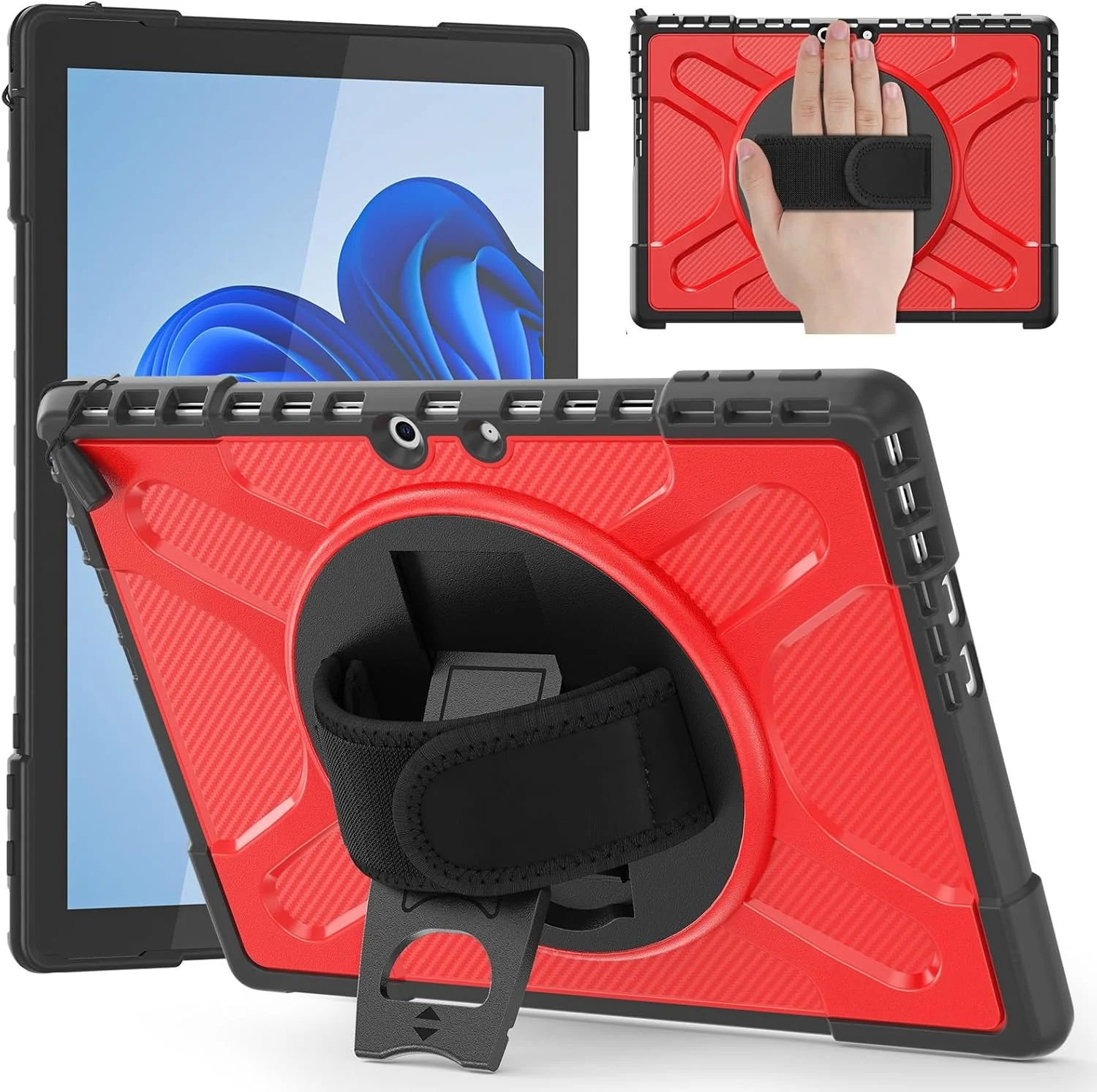 کیف محافظ تبلت سازگار با مایکروسافت سرفیس پرو 11/پرو 10/پرو 9، کیف 13 اینچی با پایه 360 درجه سازگار با کیبورد تایپ کاور، کیف محافظ ضد ضربه برای سرفیس پرو 11 1