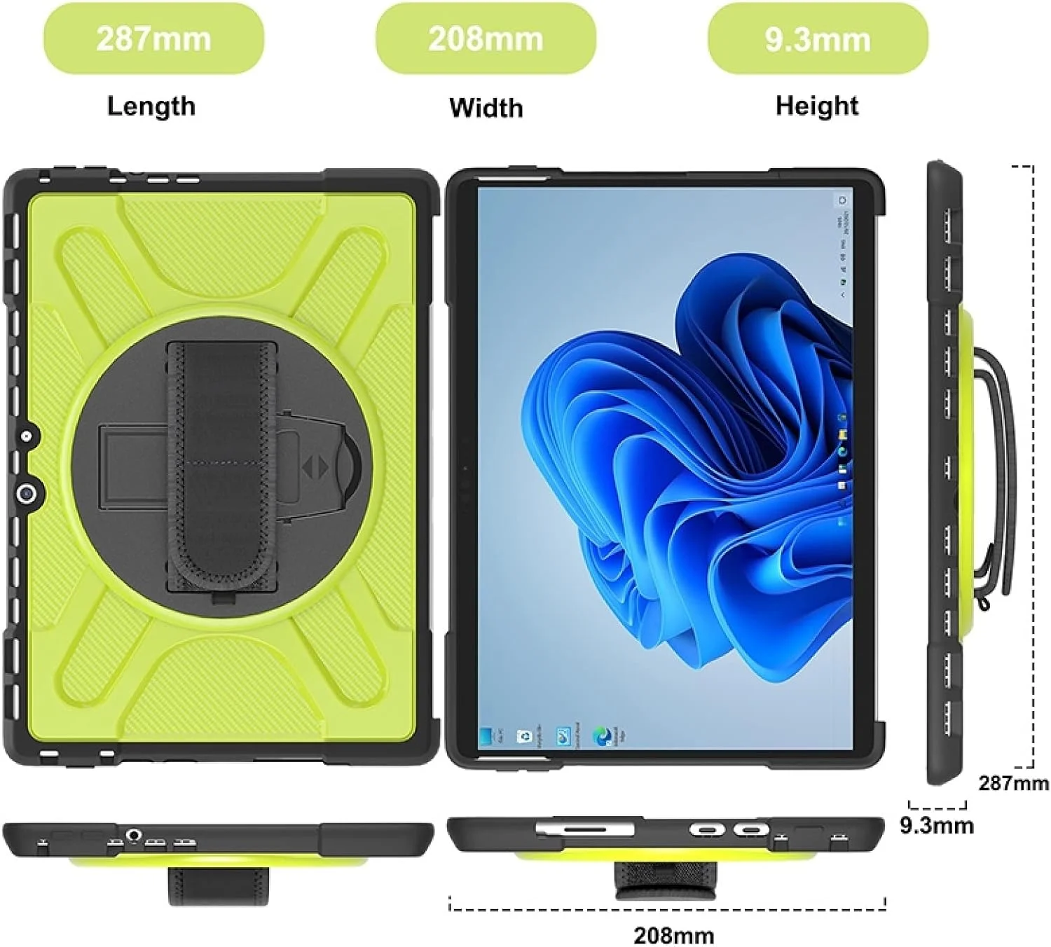 کاور تبلت SHIHUI برای مایکروسافت Surface Pro 8 مدل TPU + PC (قرمز)(مشکی)(سبز فسفری)(آبی)(شفاف) (رنگ: سبز فسفری)