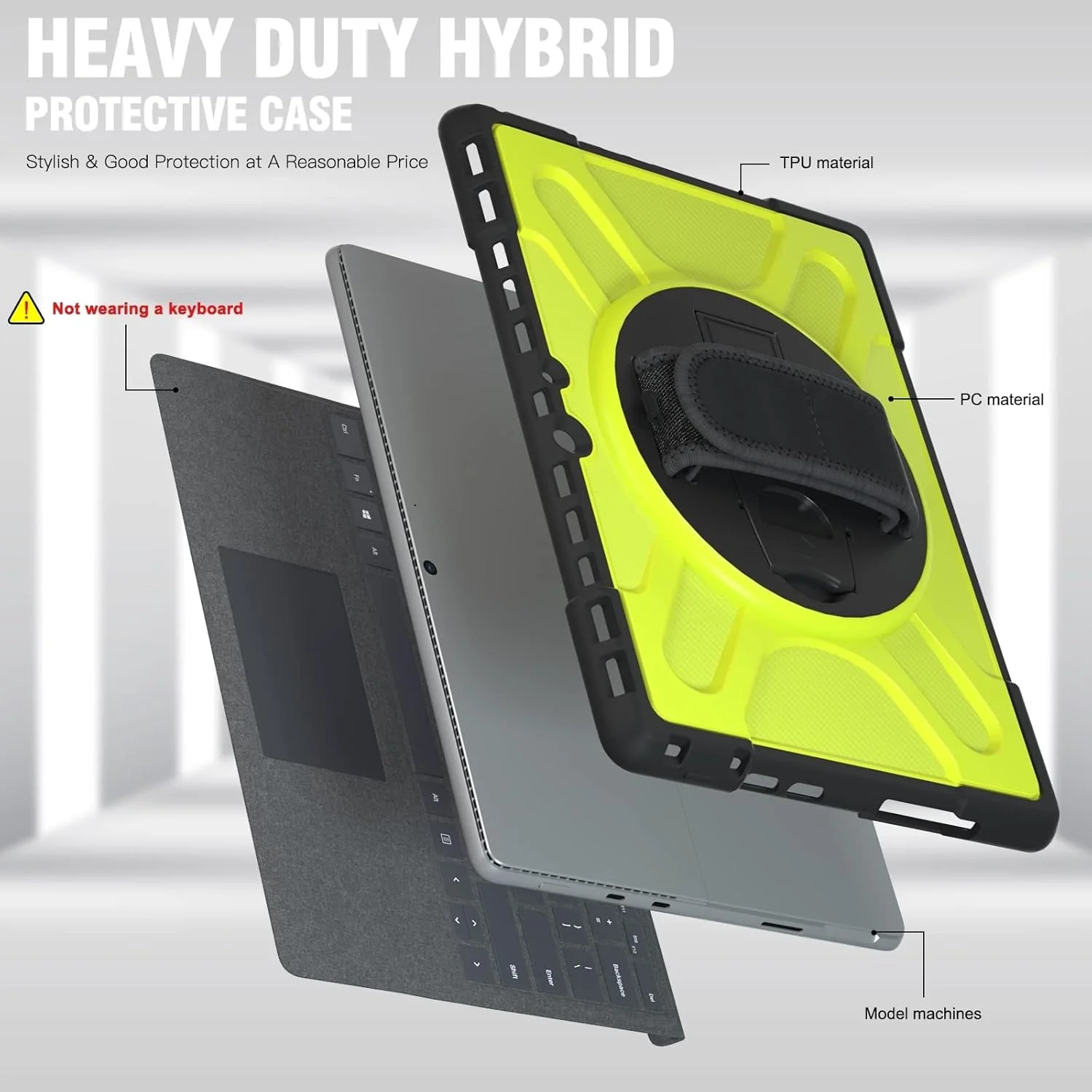 کاور تبلت SHIHUI برای مایکروسافت Surface Pro 8 مدل TPU + PC (قرمز)(مشکی)(سبز فسفری)(آبی)(شفاف) (رنگ: سبز فسفری)