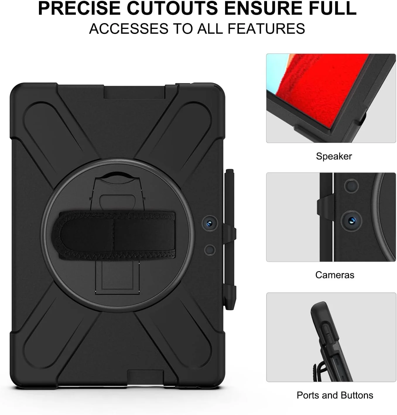 کیف محافظ تبلت سازگار با مایکروسافت Surface Pro X 13 اینچی، قاب محافظ سنگین و مقاوم در برابر ضربه با جای قلم، بند شانه ای، روکش محافظ سیلیکونی برای کودکان