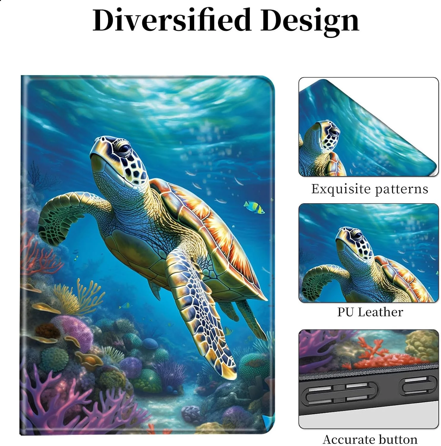 محافظ چرمی ACWDMKH برای مایکروسافت سرفیس پرو 9، کیف باریک و تاشو با زوایای دید چندگانه، پوشش ضد ضربه برای تبلت سرفیس پرو 9 اینچ 13، طرح لاک پشت دریایی استوایی